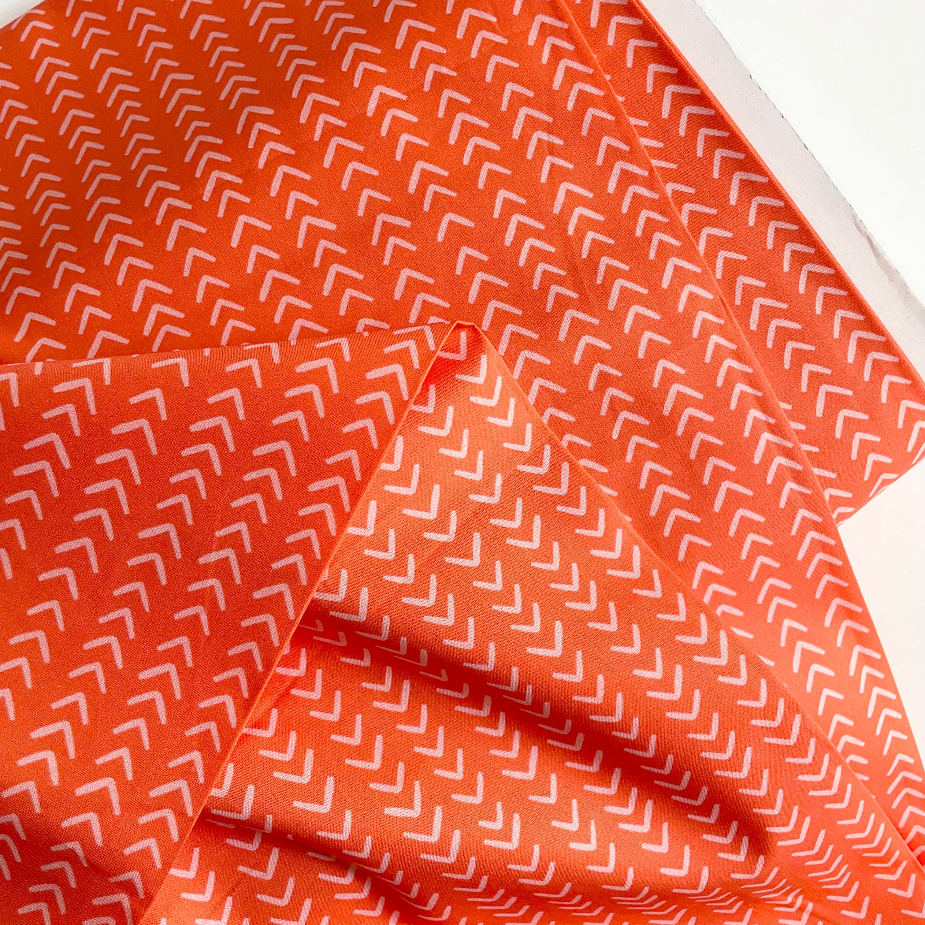 Little House Cottons Organic Poplin - Chevron Tomato Blush