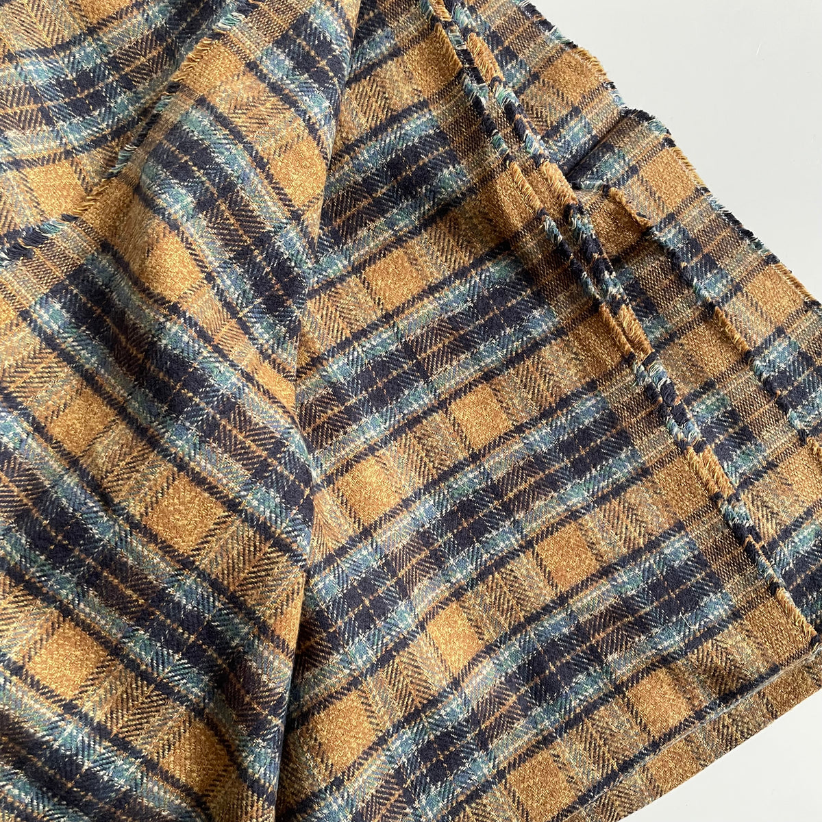 Yarn-Dyed Plaid Twill Flannel - Mustard / Blue