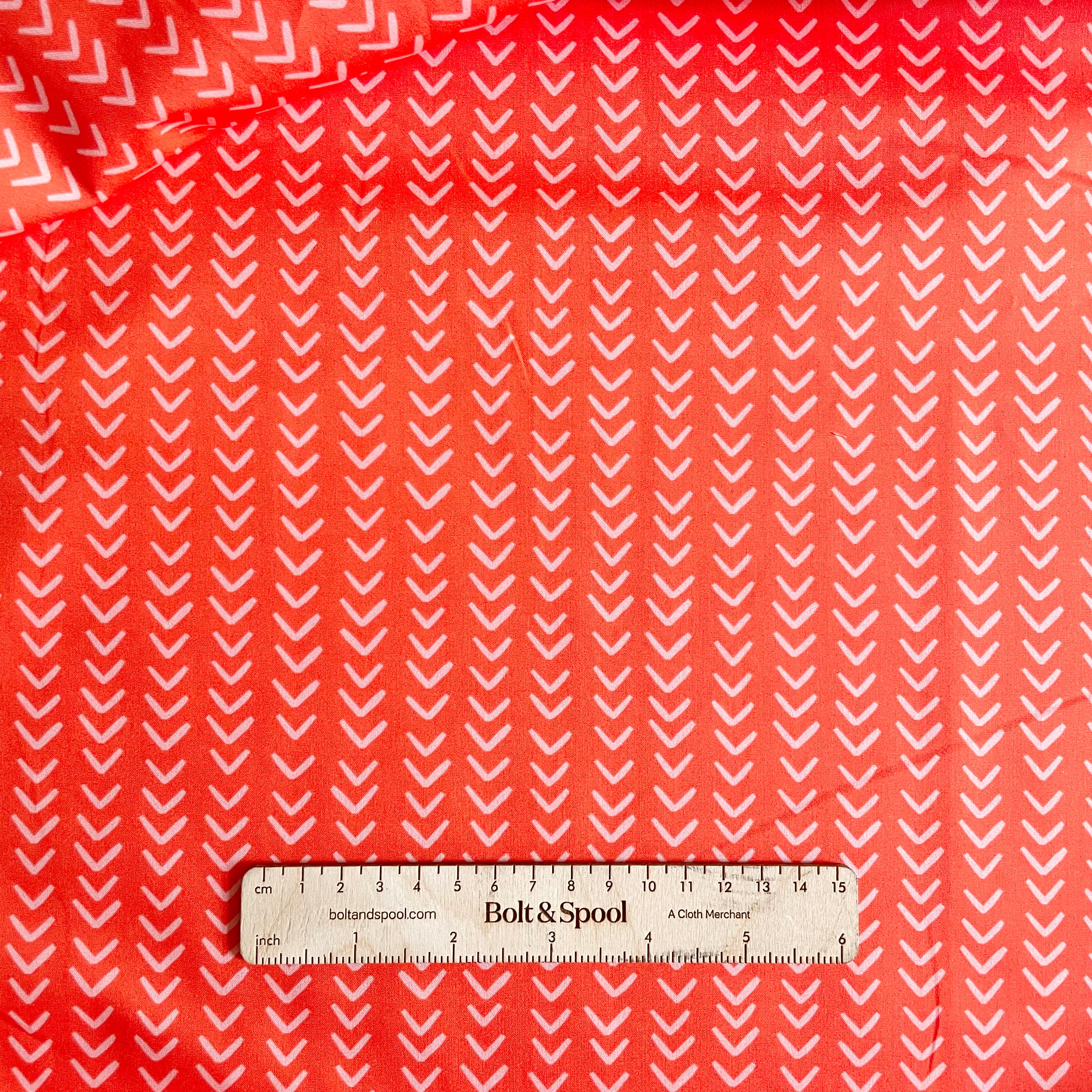 Little House Cottons Organic Poplin - Chevron Tomato Blush