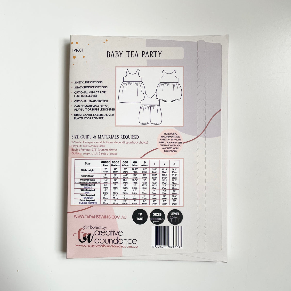 Tadah Patterns : Baby Tea Party Dress – Bolt & Spool