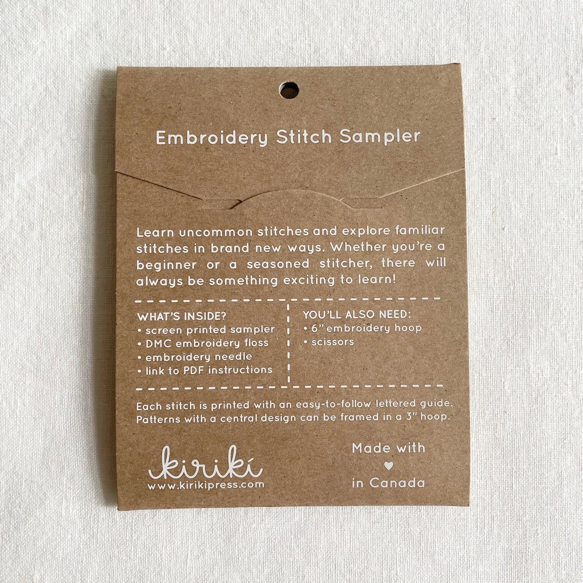 Kiriki Press Embroidery Stitch Sampler - Cardinal