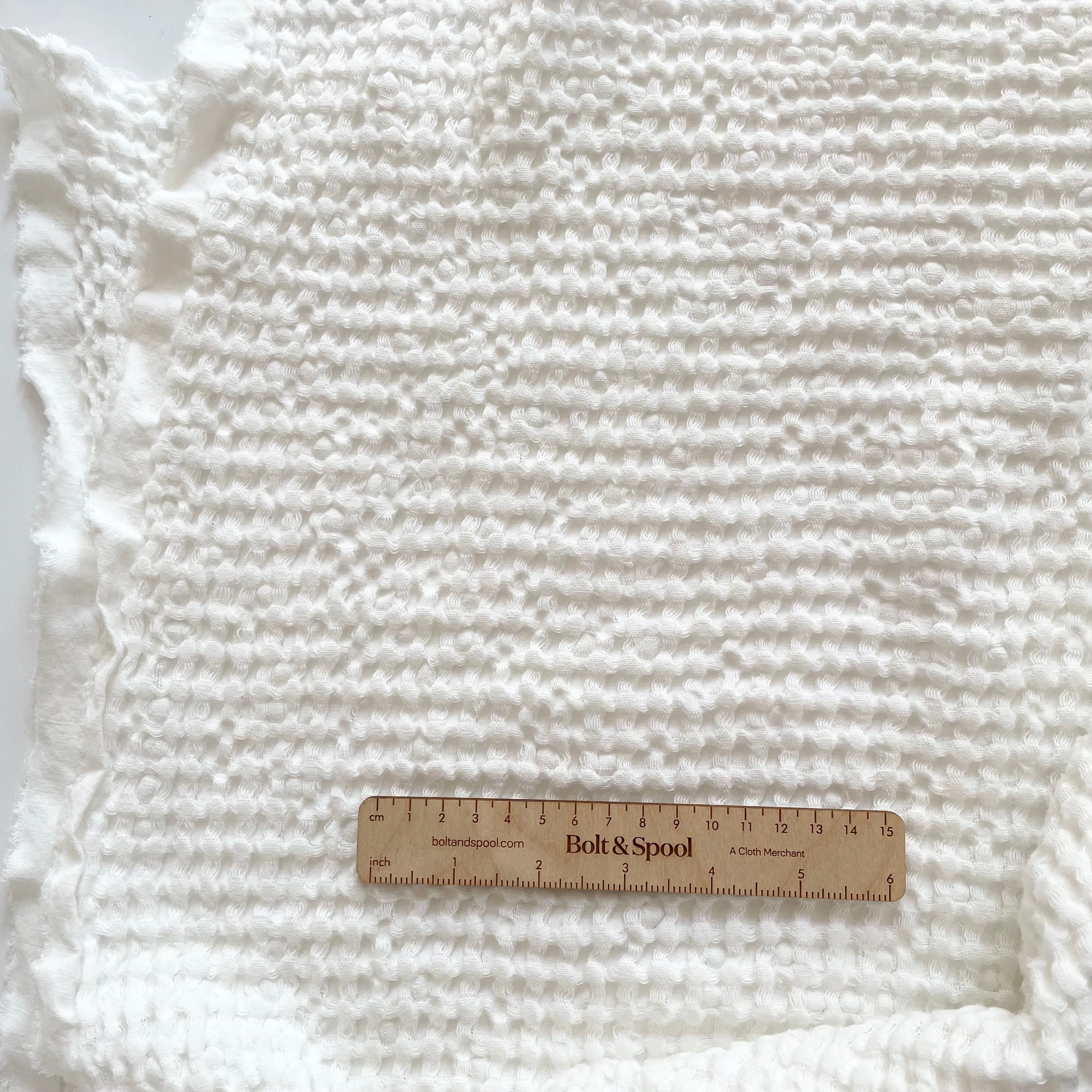 Waffle Weave Linen / Cotton - Milk White
