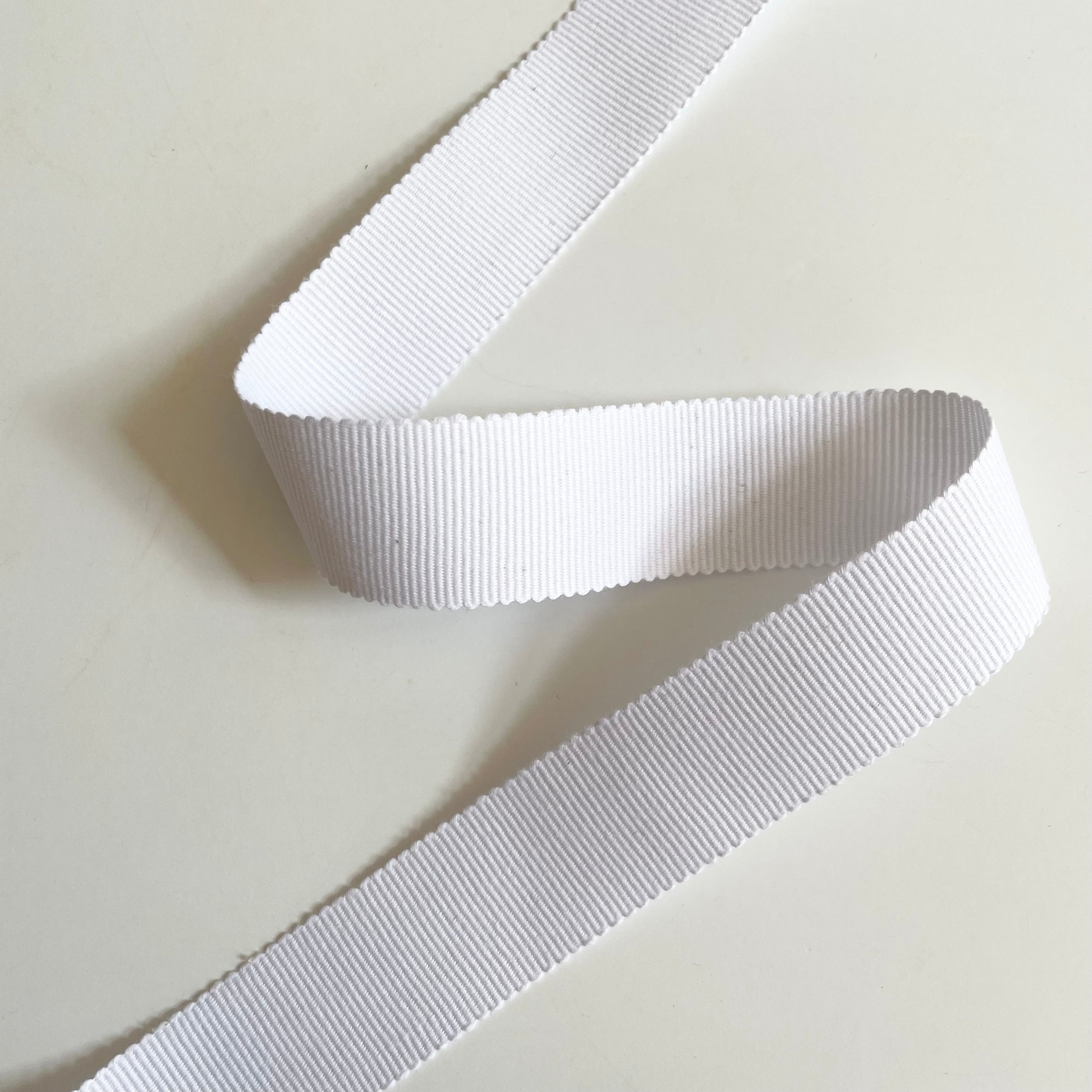 Cotton Petersham Ribbon - White 1"
