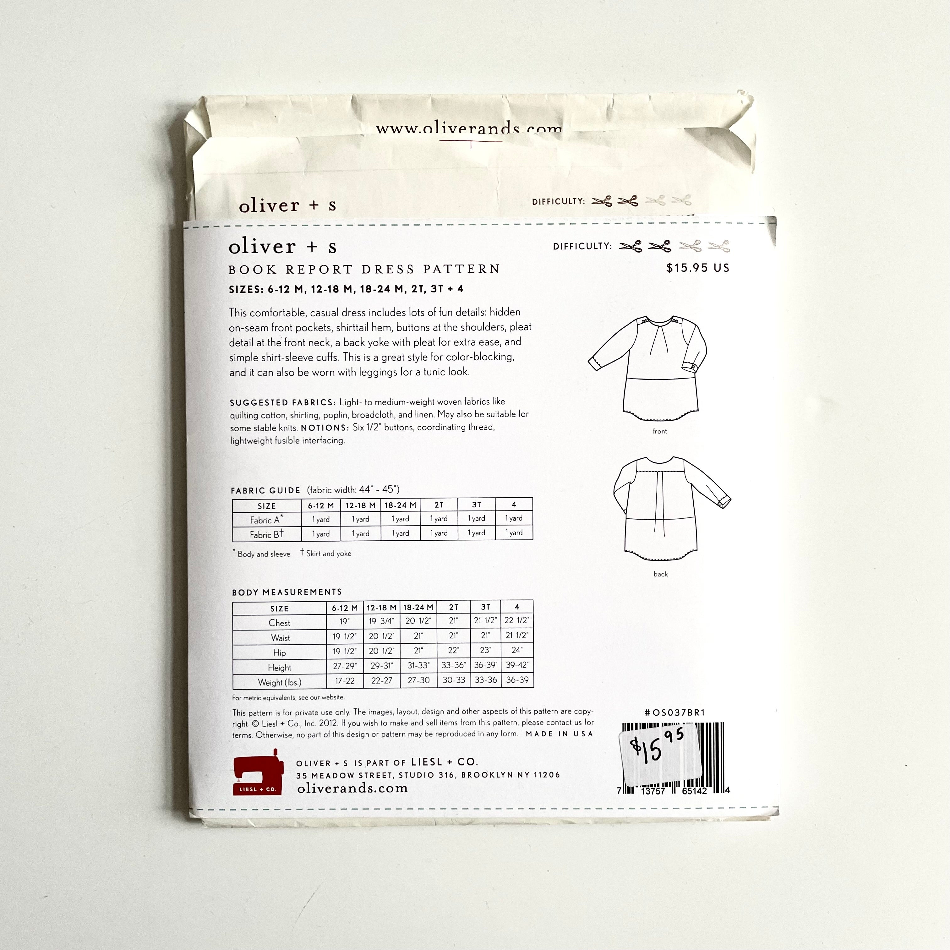Oliver + S Patterns : Book Report Dress