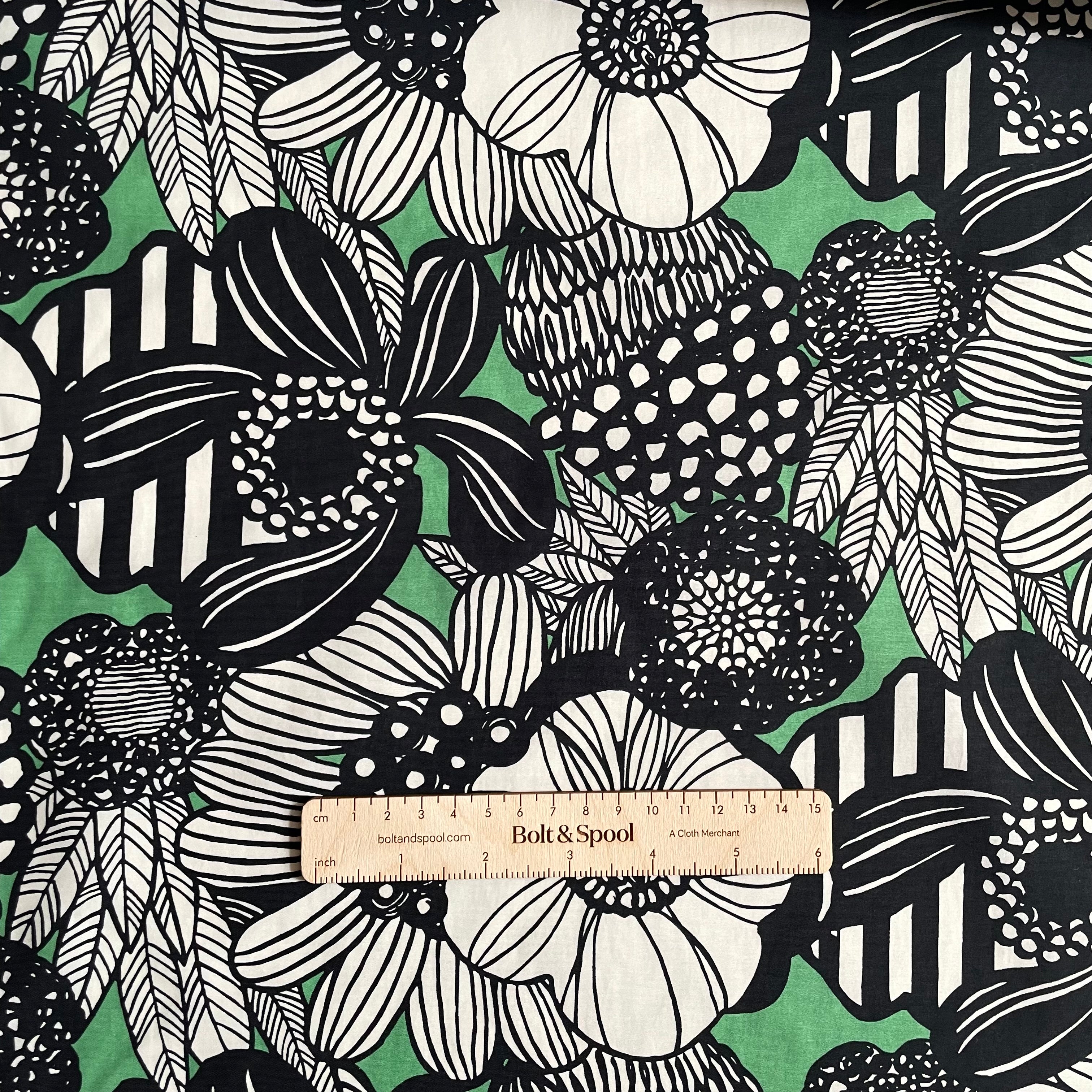 Kobayashi Nylon Taffeta - Floral Doodle Black / Green