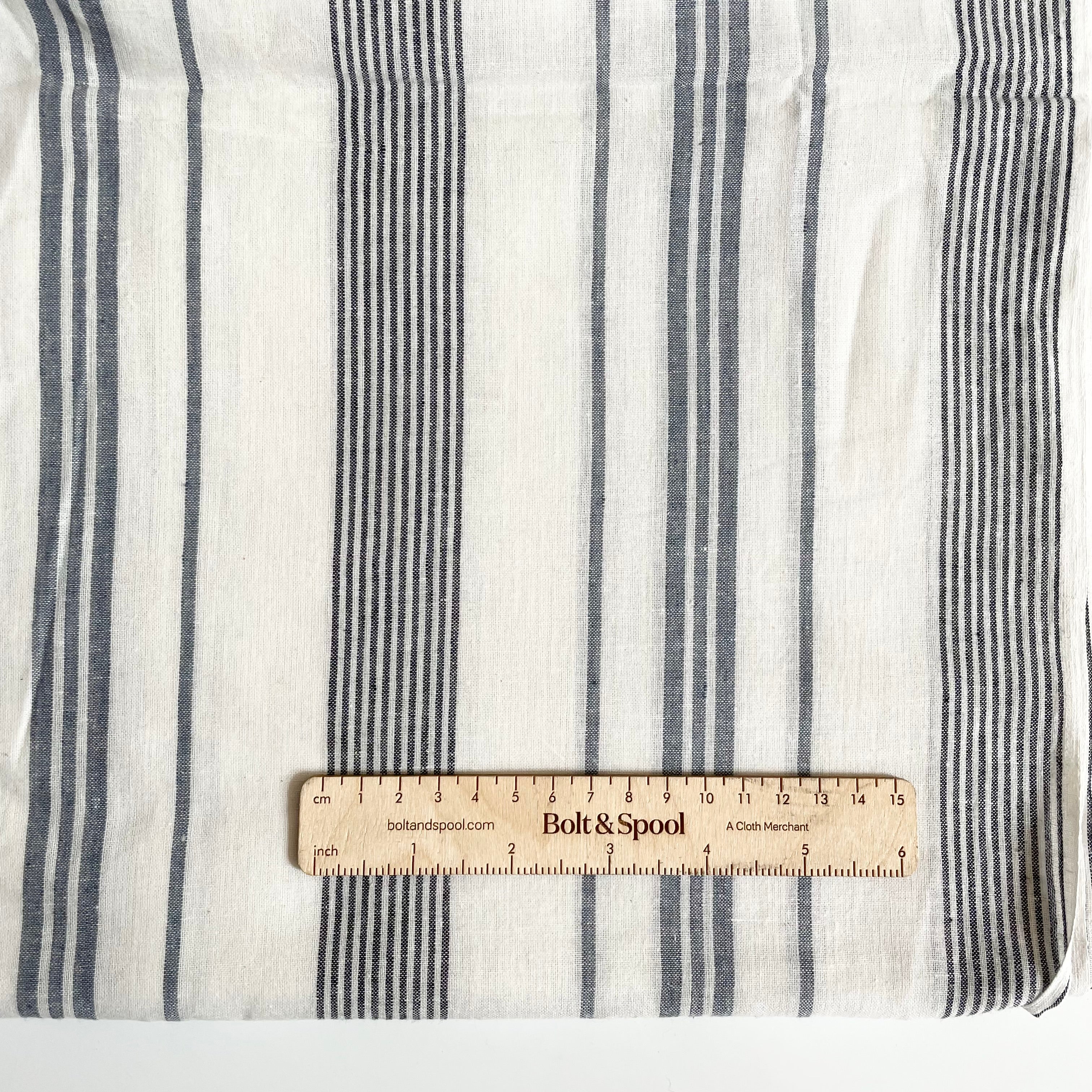 Bengal Handlooms Khadi Cotton - Charcoal Heritage Stripe