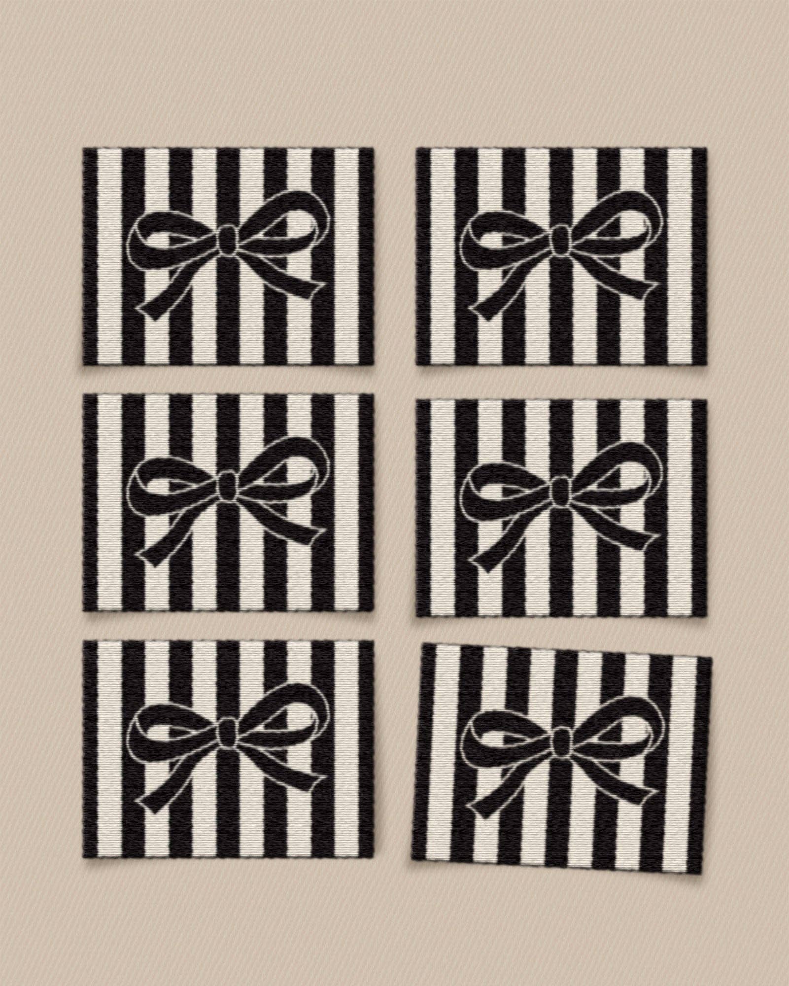Matchy Matchy : Black Bow Large Garment Labels - Set of 6
