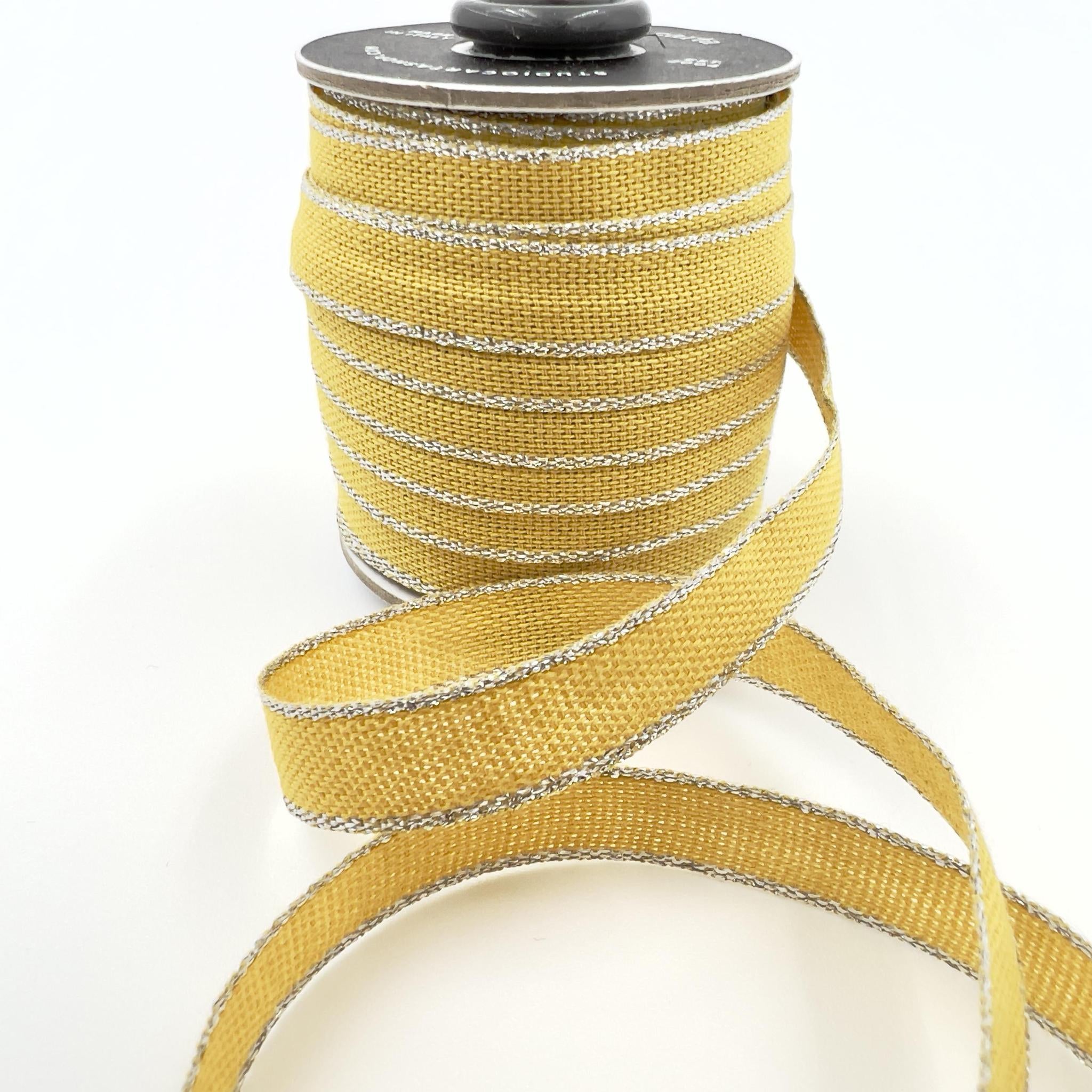 Studio Carta : Drittofilo Cotton Ribbon - Ochre / Silver