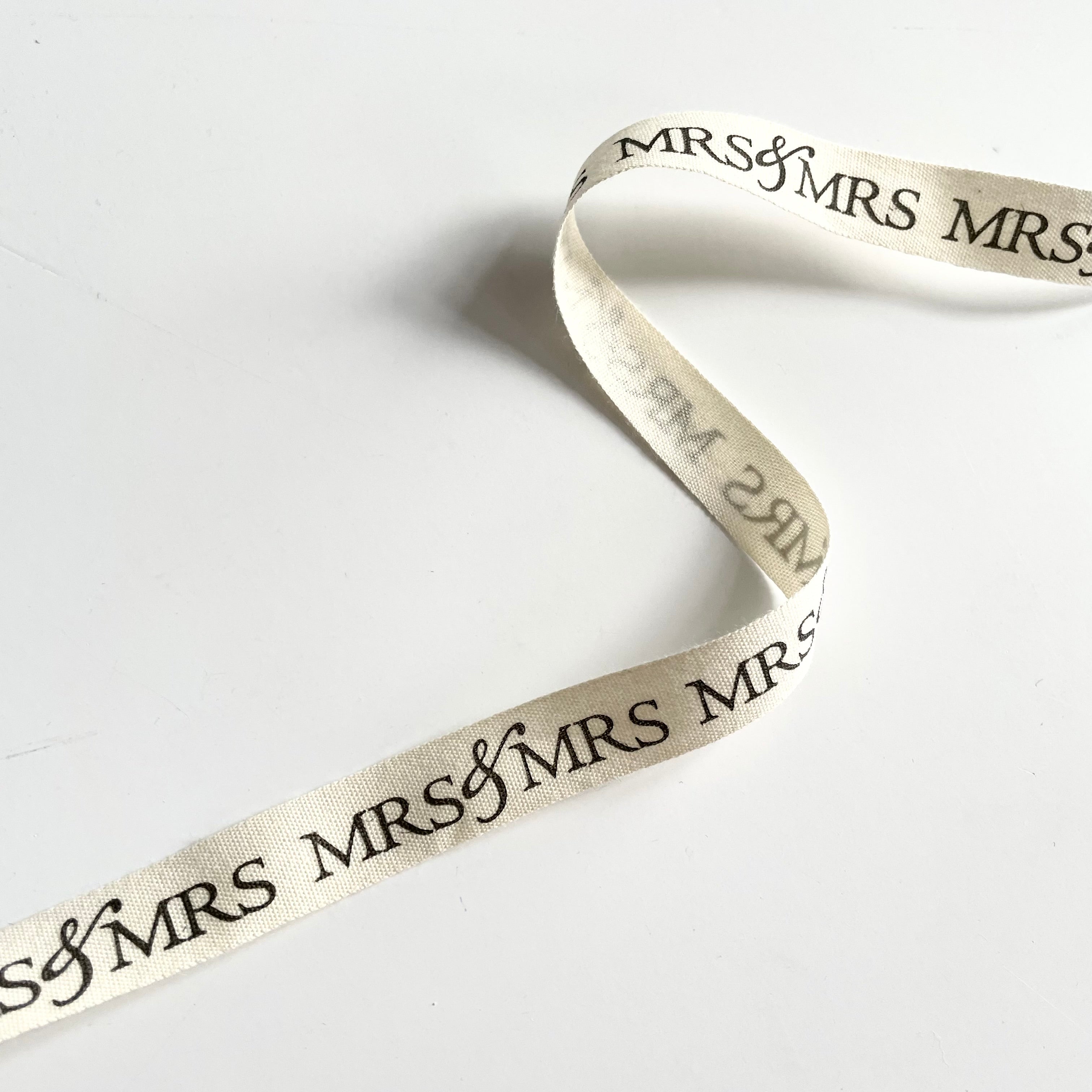 May Arts Ivory Cotton Ribbon - Mrs & Mrs