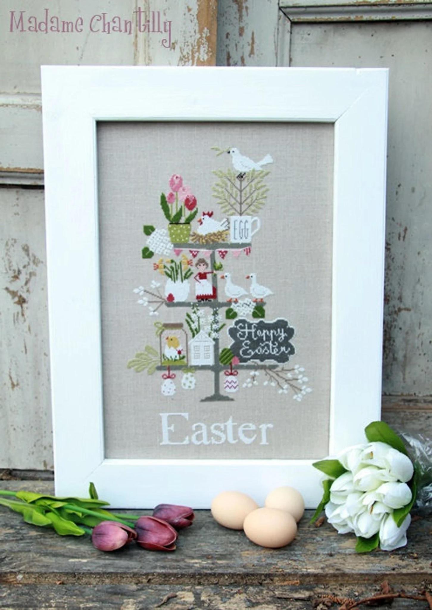 madame chantilly easter cross stitch pattern