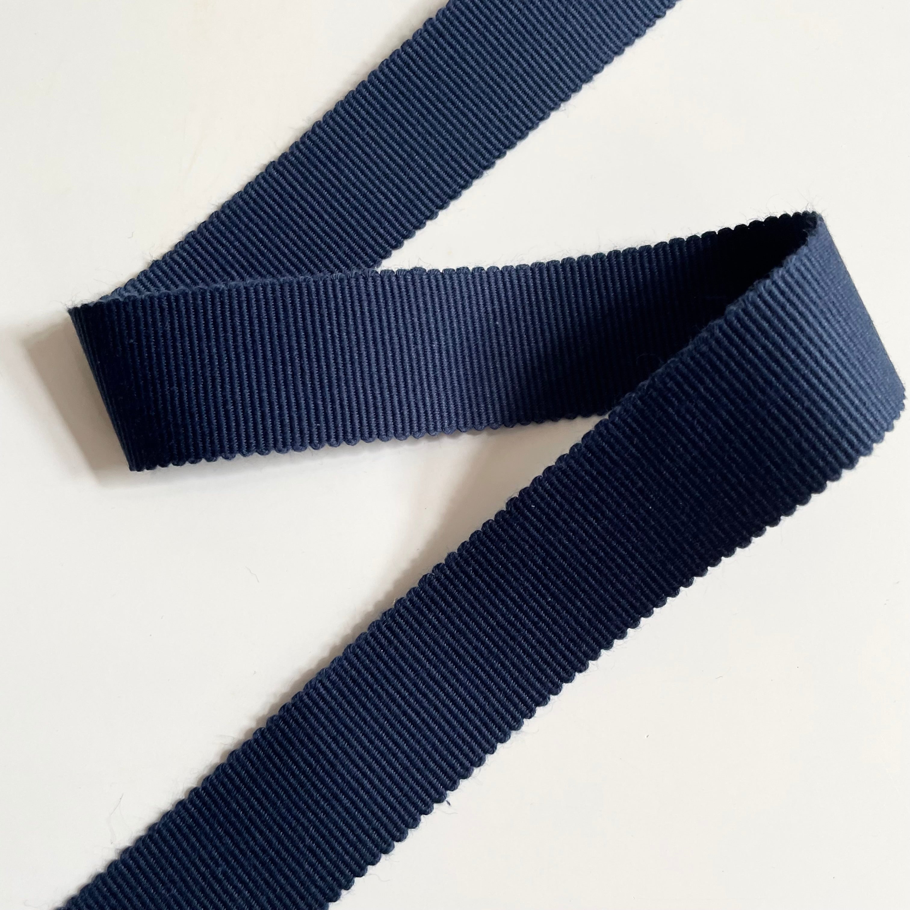 Cotton Petersham Ribbon - Navy 1"