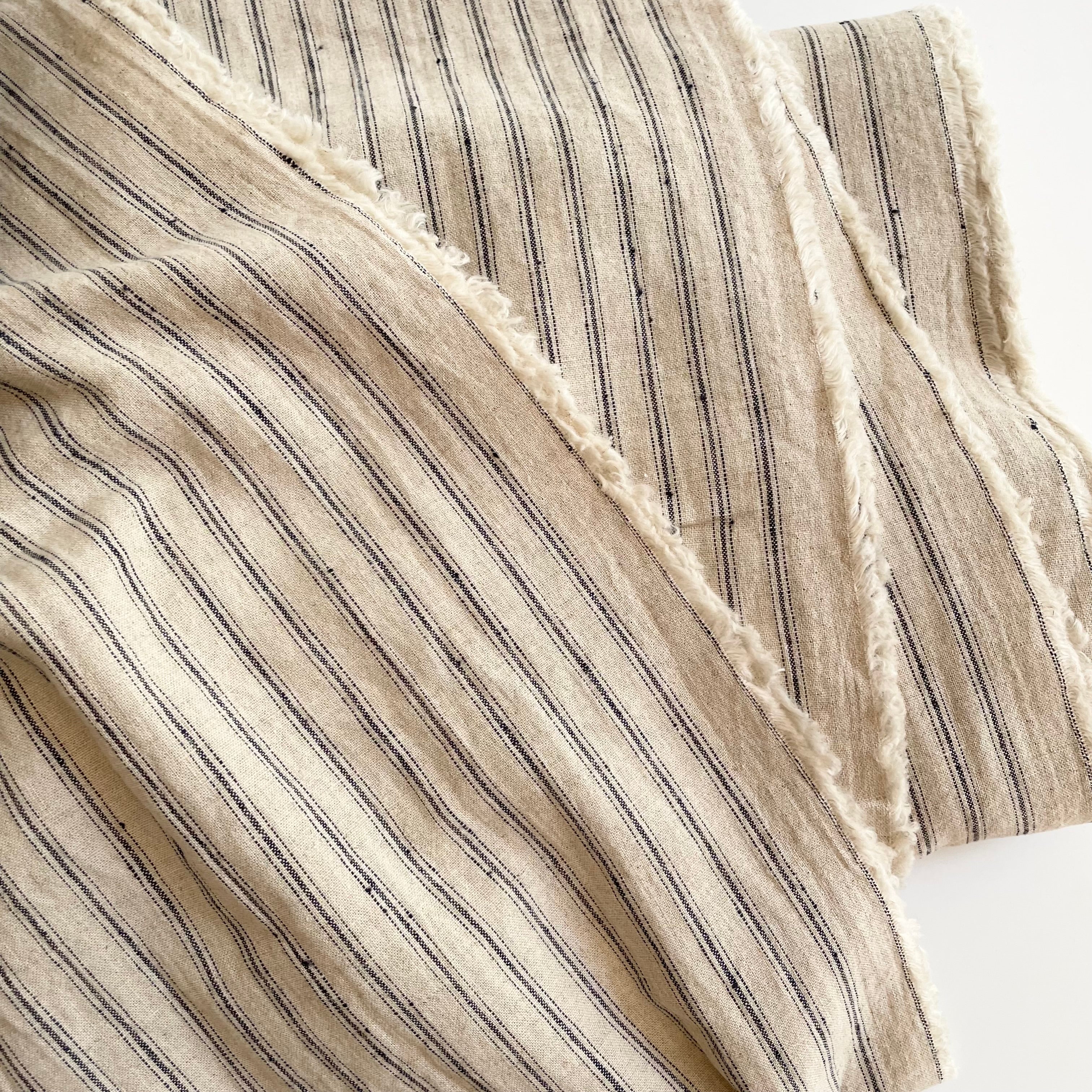 Cotton / Linen Sheeting - Black Ticking Stripe