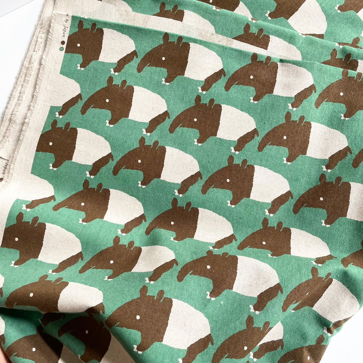 Sevenberry Cotton / Linen Canvas - Tapirs on Green