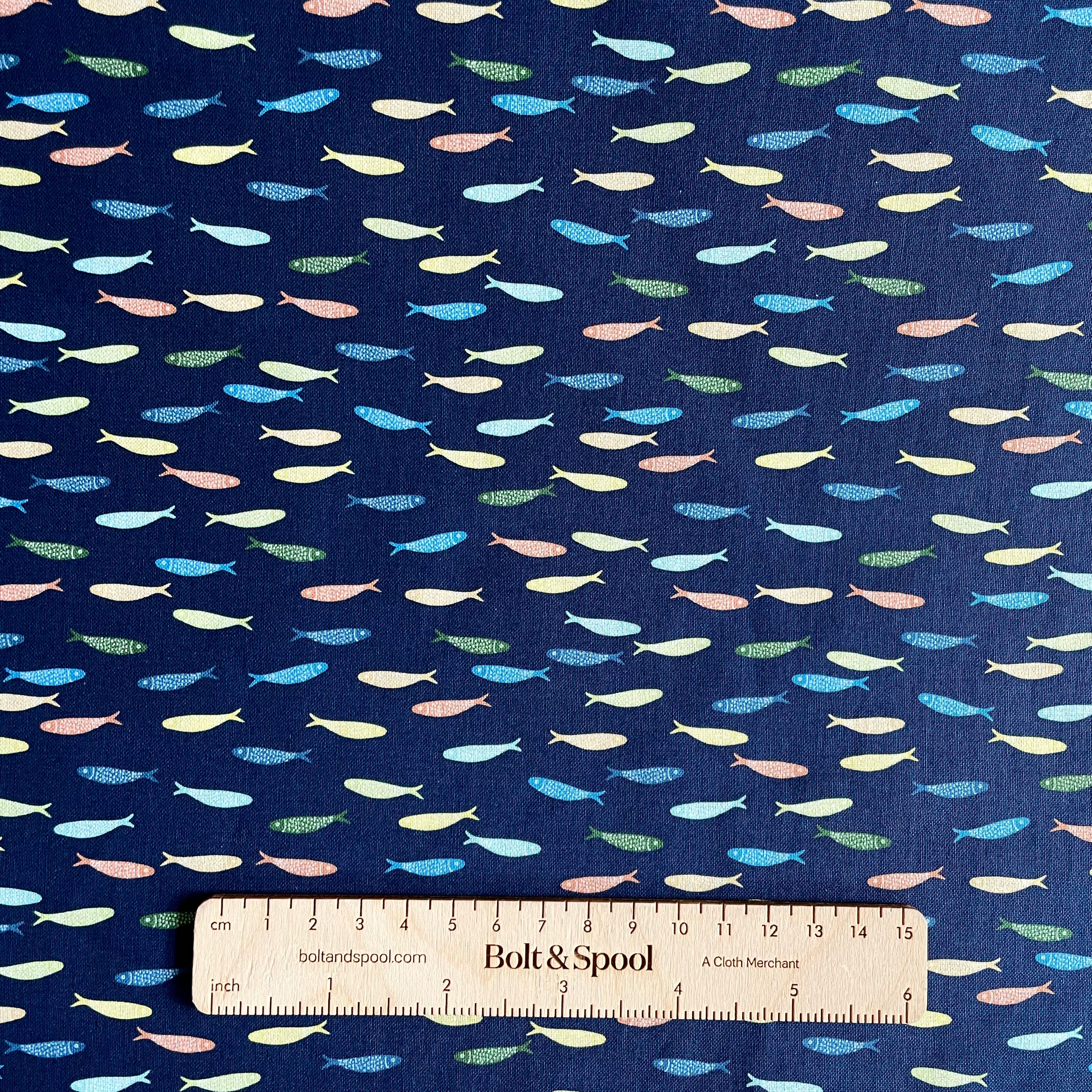 Dear Stella : Stay Salty sardine minnow fish print quilting cotton fabric