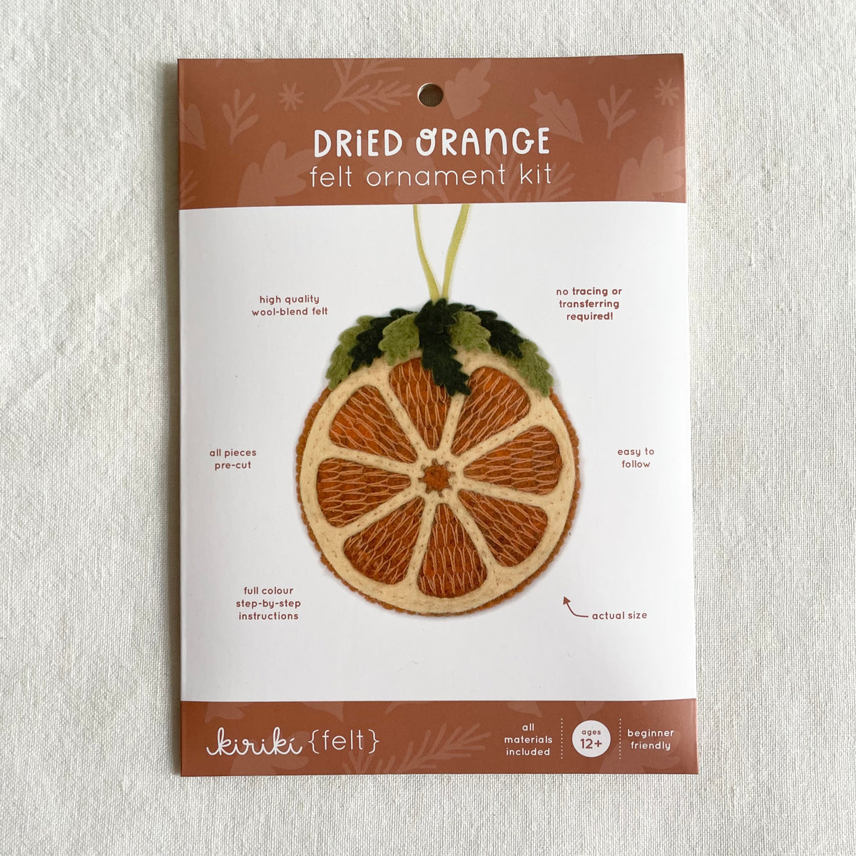 Kiriki Felt Ornament Kit - Dreid Orange