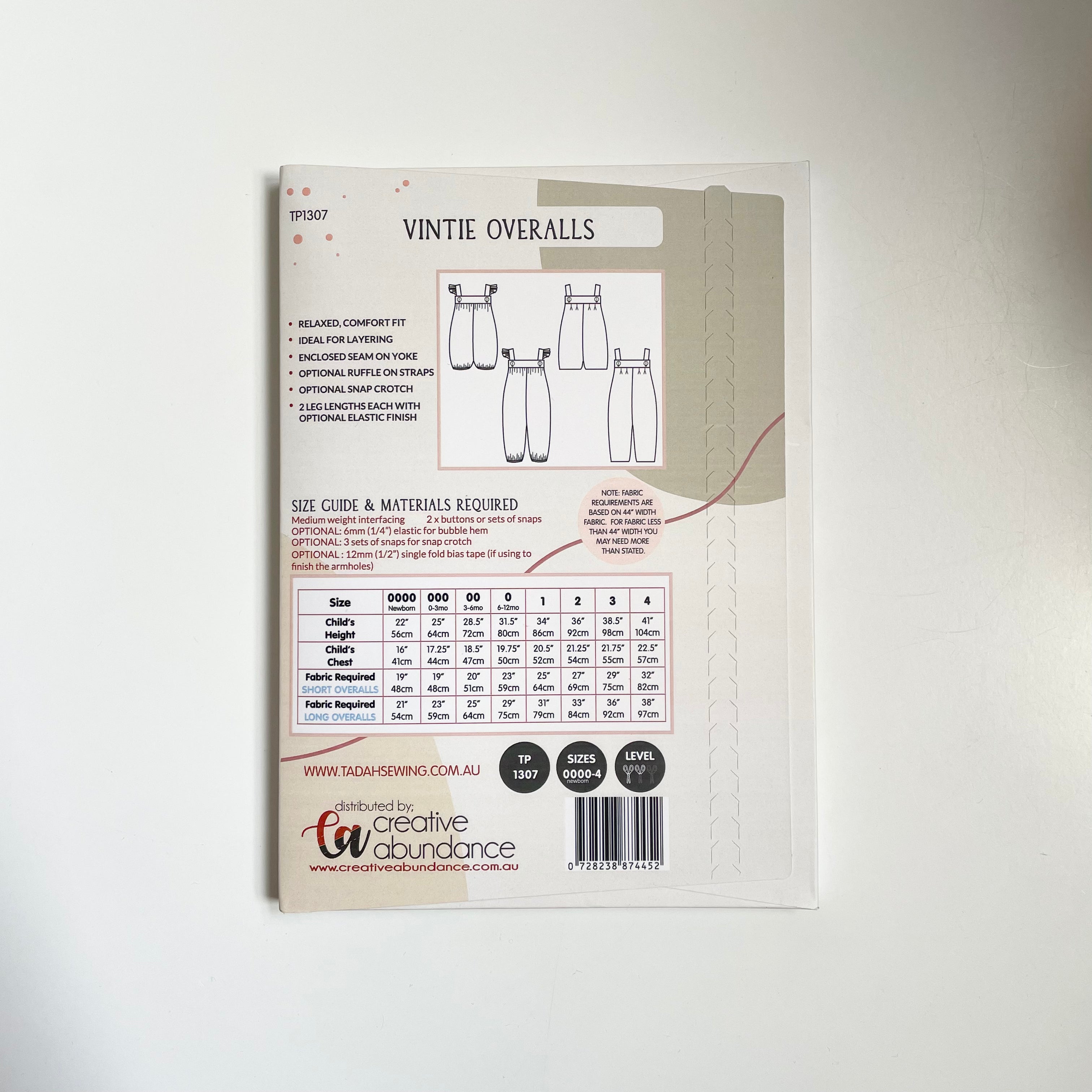 Tadah Patterns : Vintie Baby Overalls