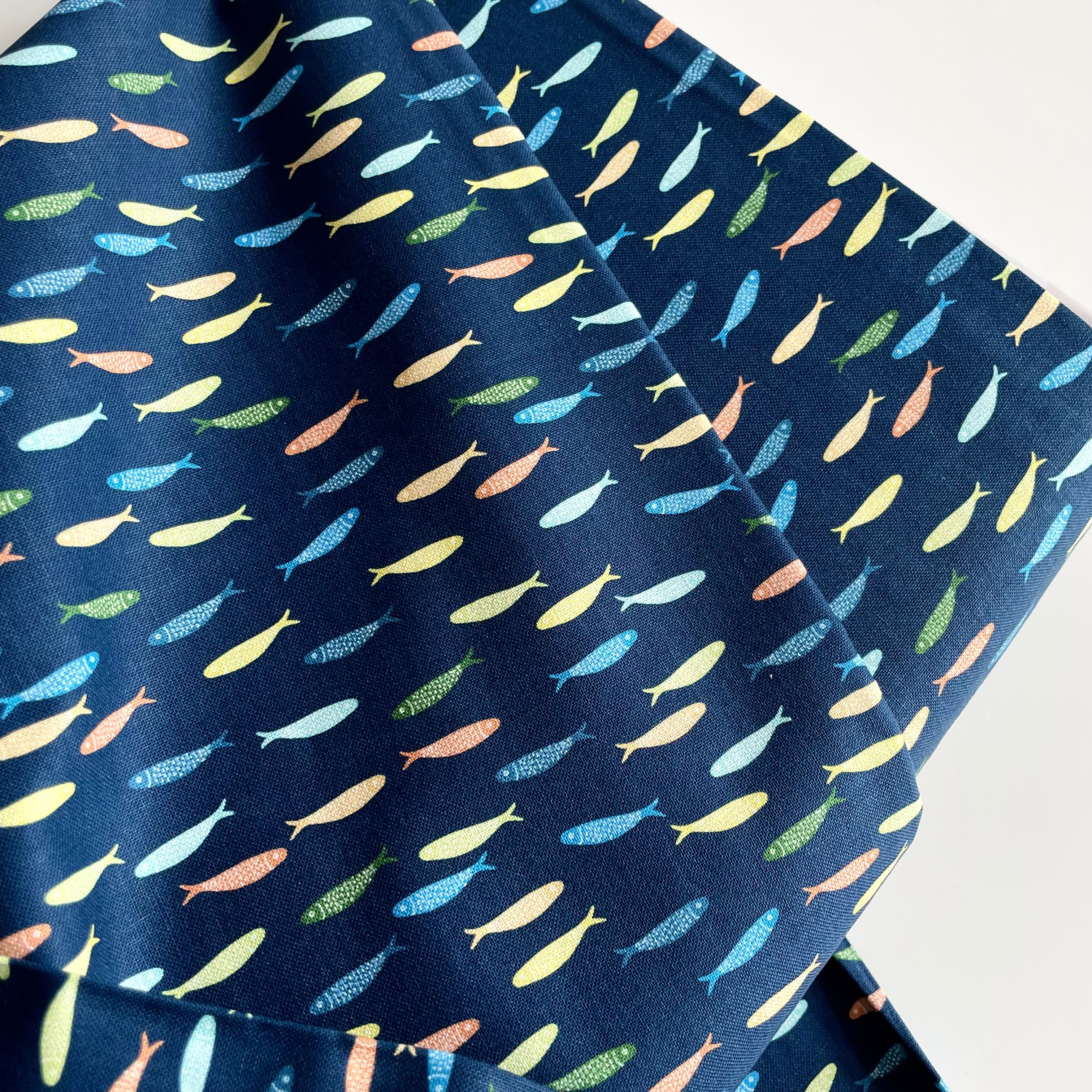 Dear Stella : Stay Salty sardine minnow fish print quilting cotton fabric