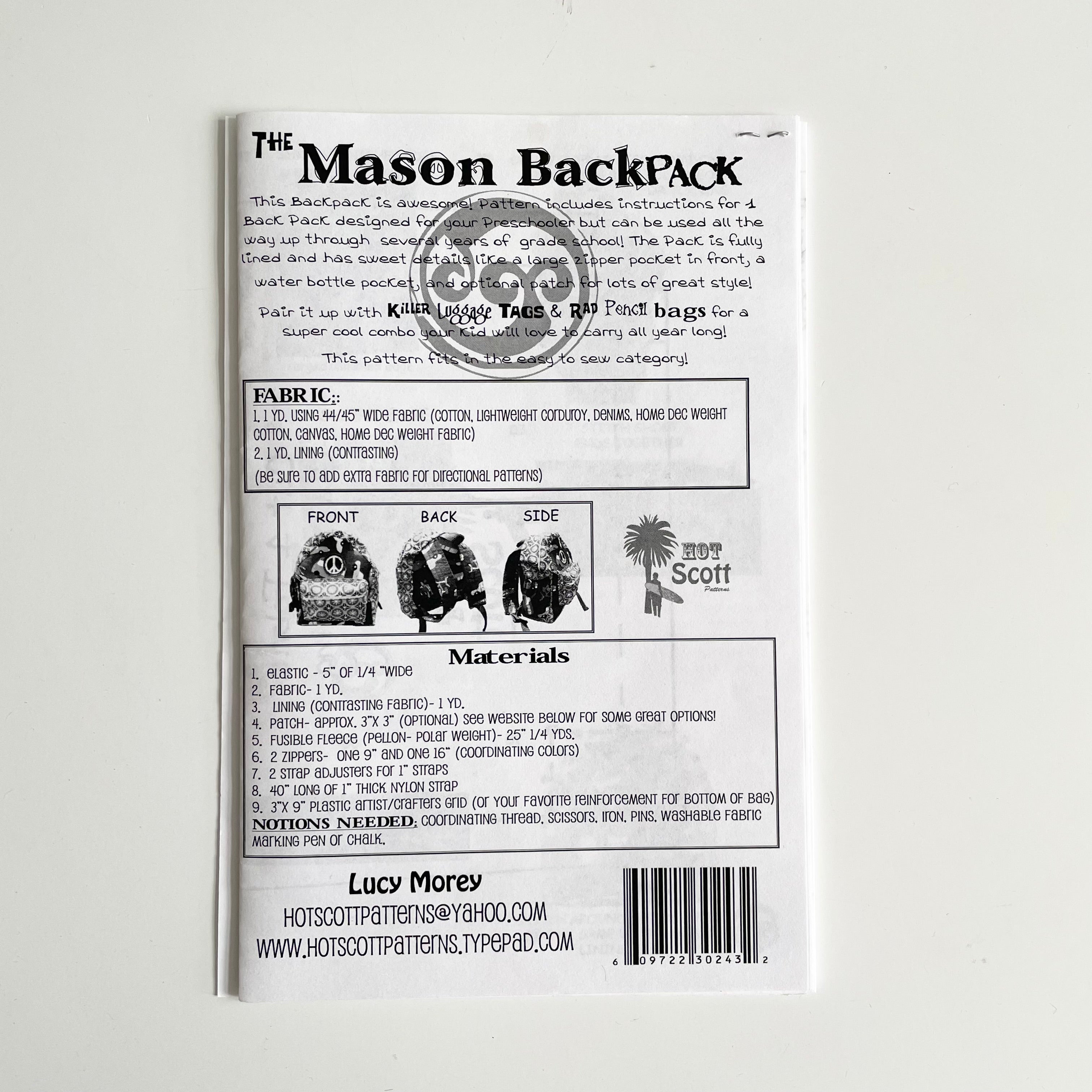 Hot Scott Patterns : The Mason Backpack
