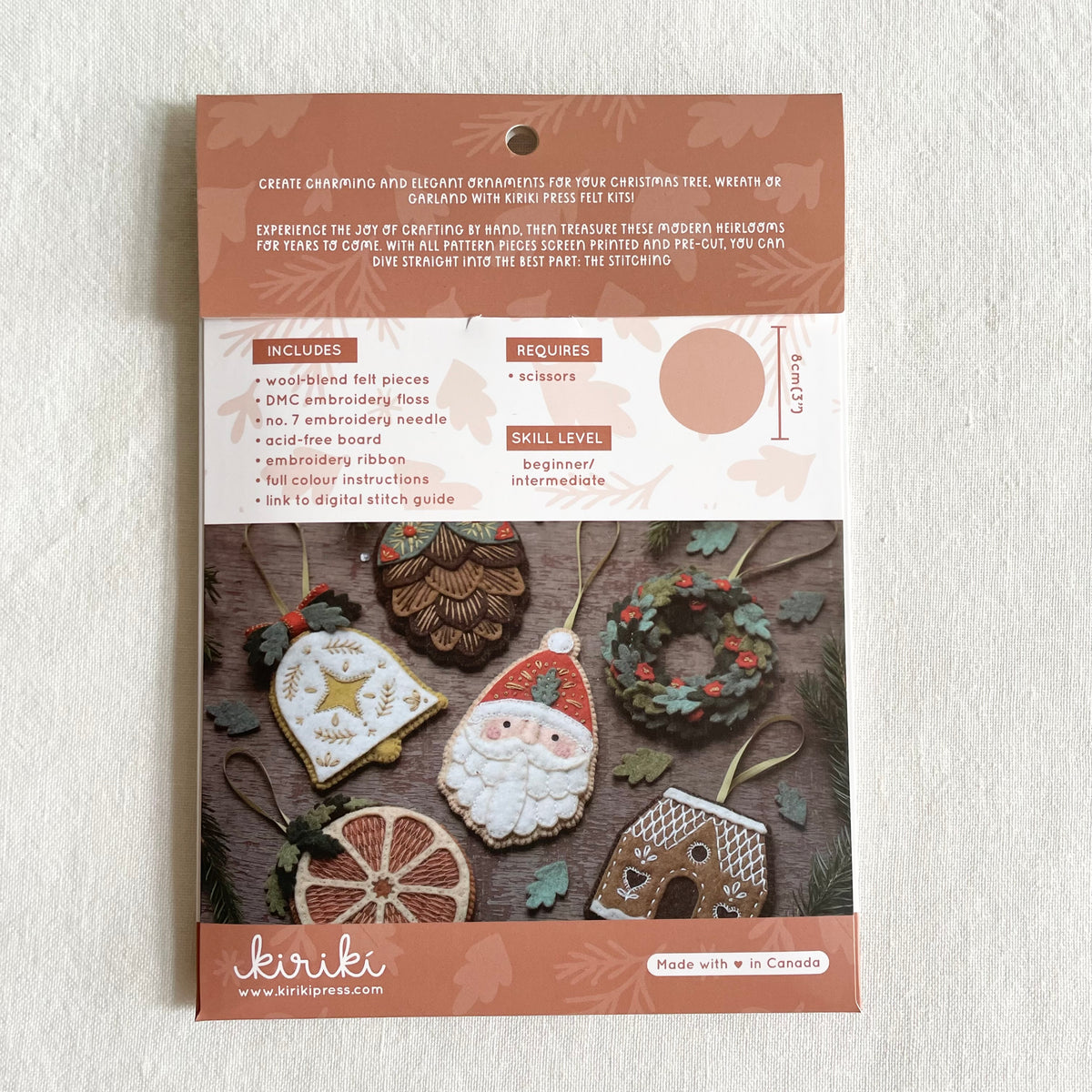 Kiriki Felt Ornament Kit - Dreid Orange