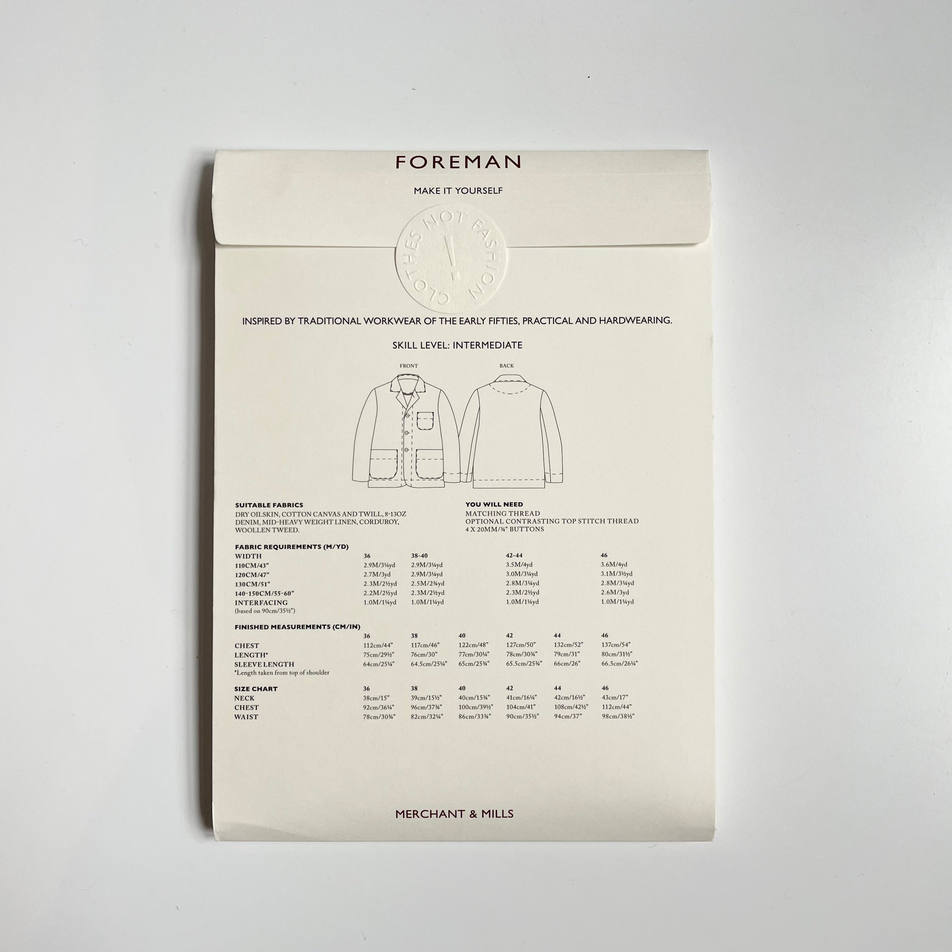 Merchant & Mills : Foreman Jacket