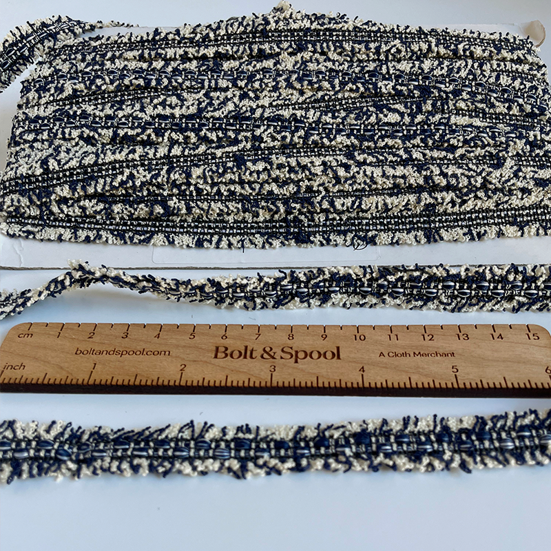Narrow Fringe Braid Trim - Navy