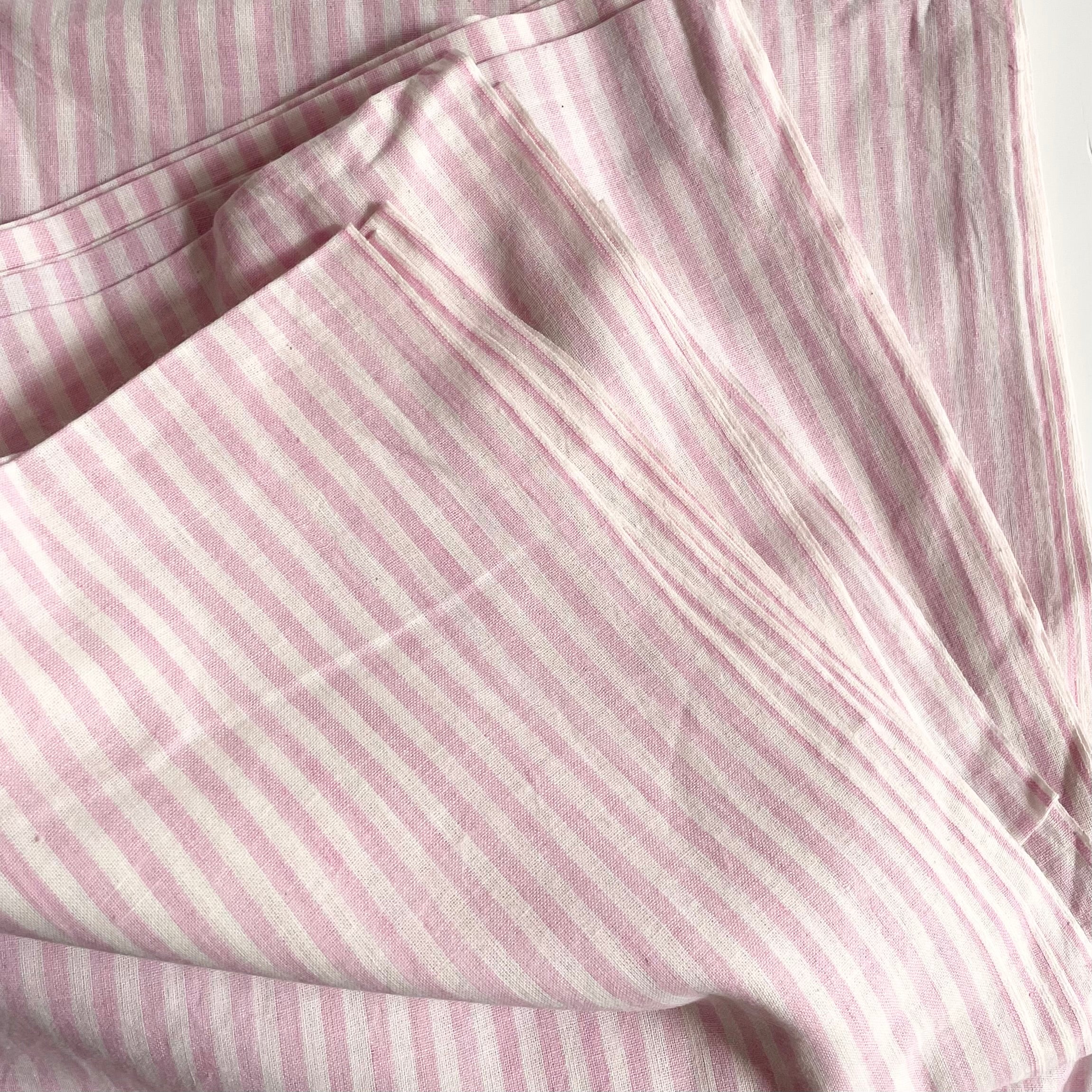 Bengal Handlooms Khadi Cotton - Soft Pink Stripe