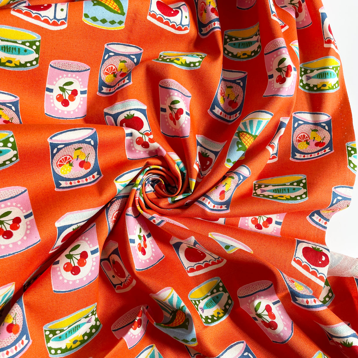 Oxford Canvas - Canned Goods on Orange