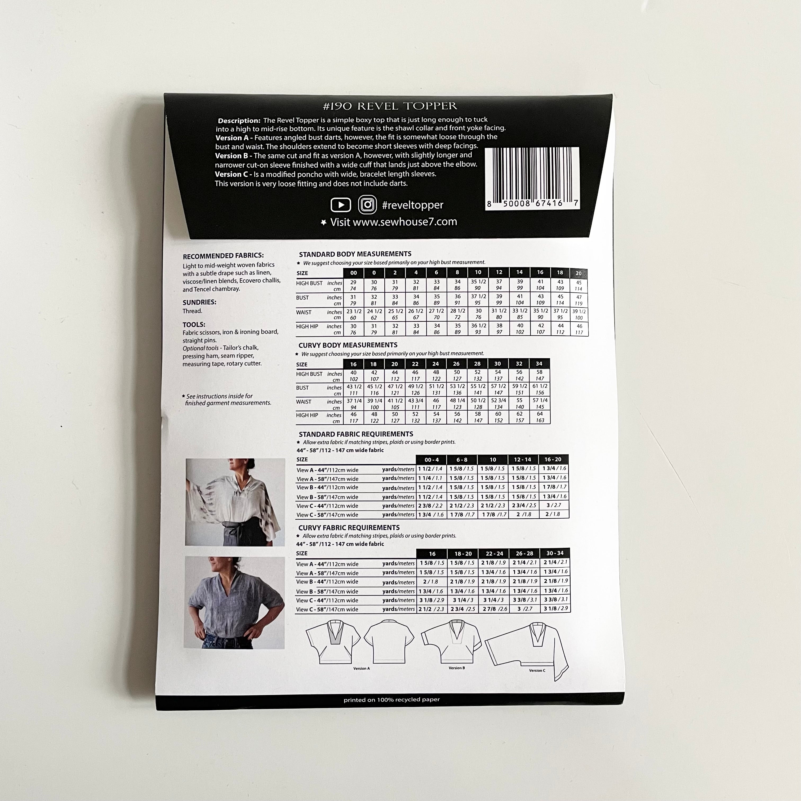 Sew House Seven Patterns : Revel Topper