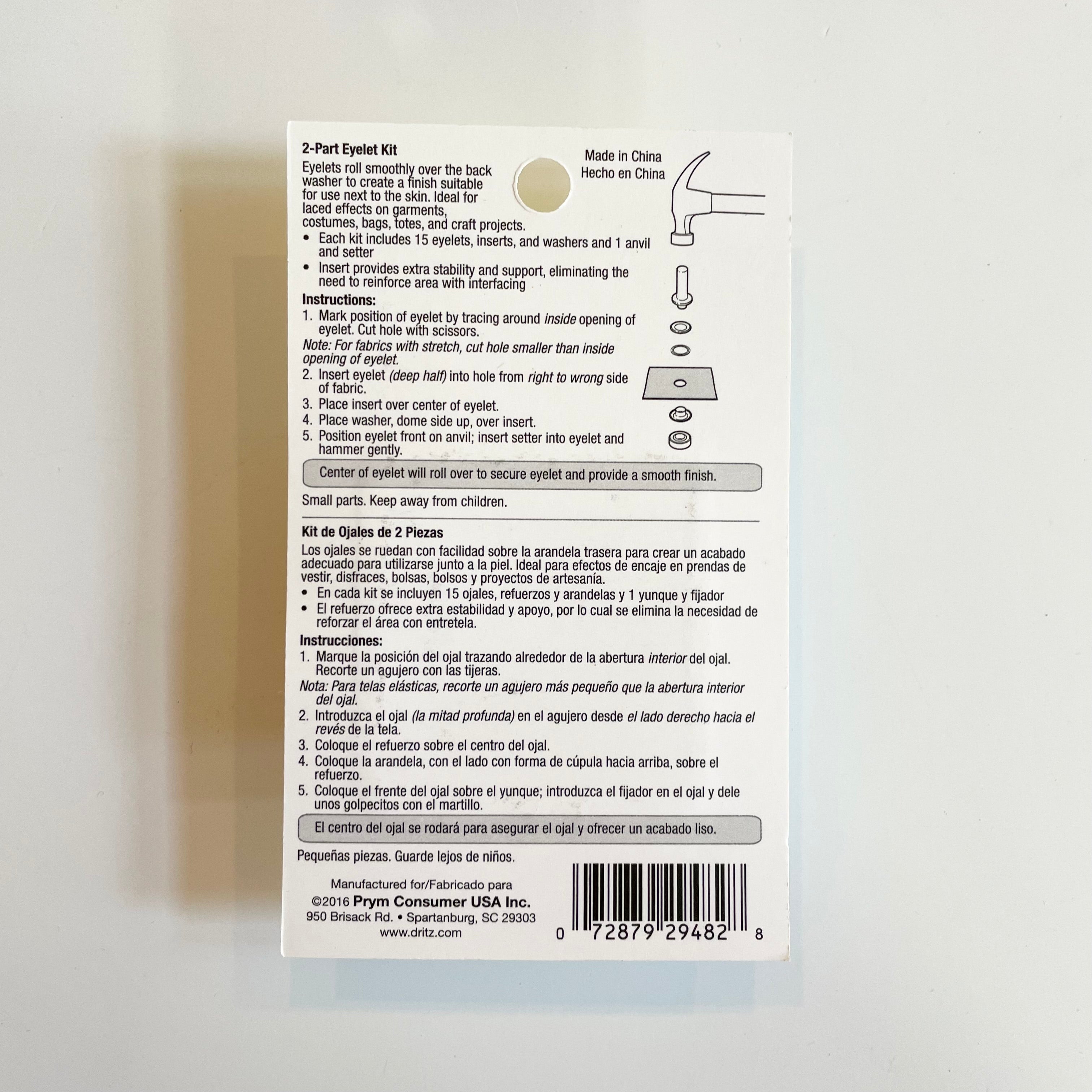 Dritz 2-Part Eyelet Kit - Silver 1/4"