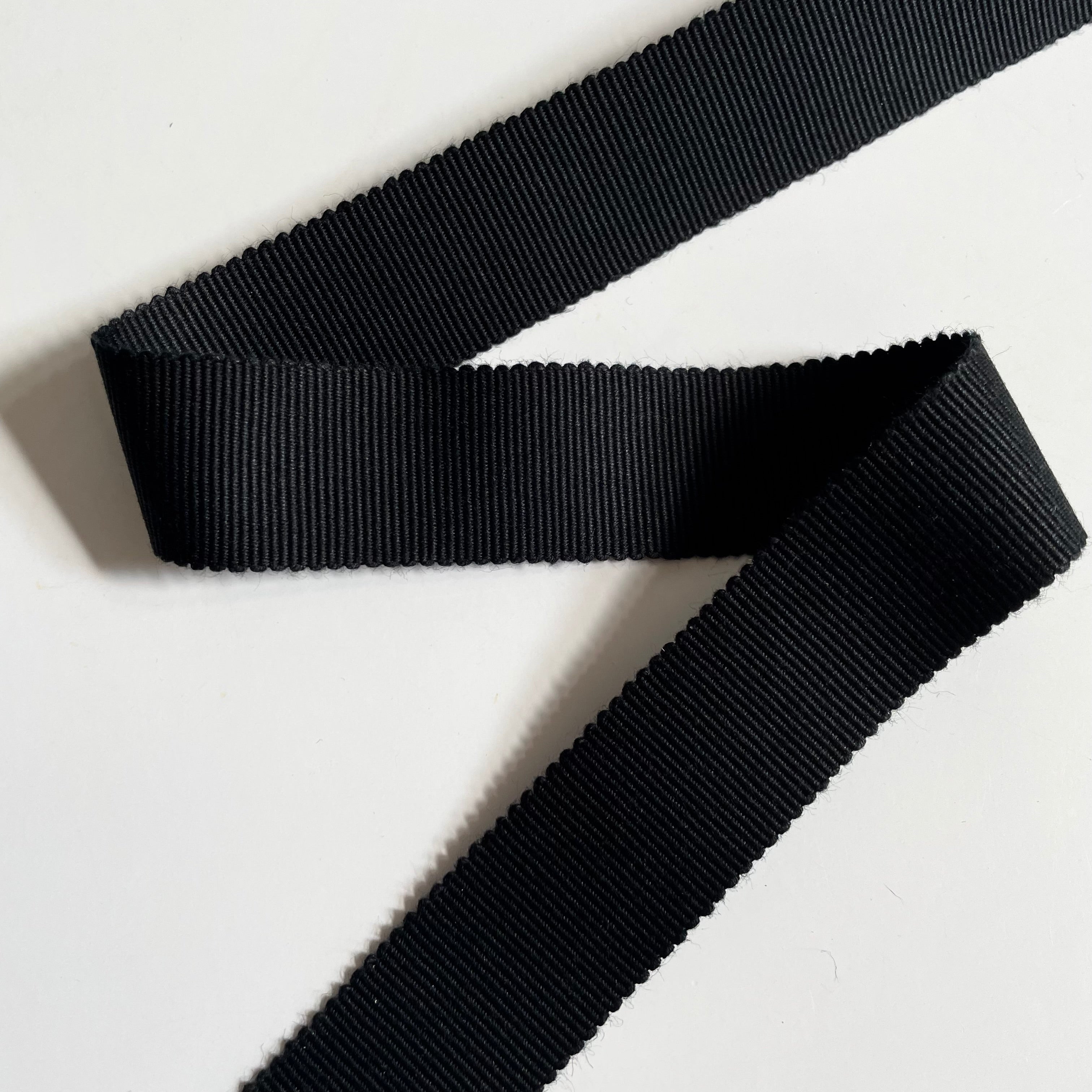 Cotton Petersham Ribbon - Black 1"