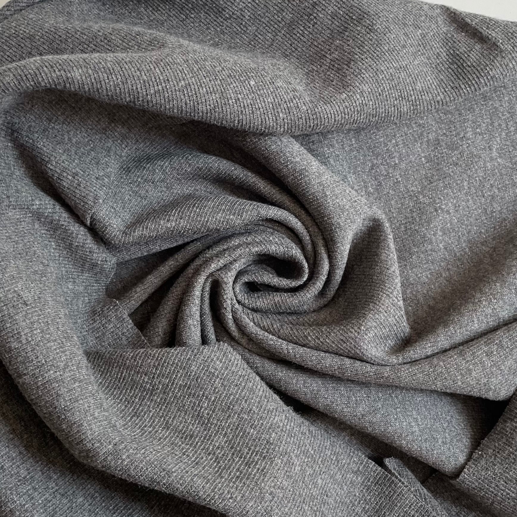 Organic Cotton 2x2 Rib Knit - Charcoal