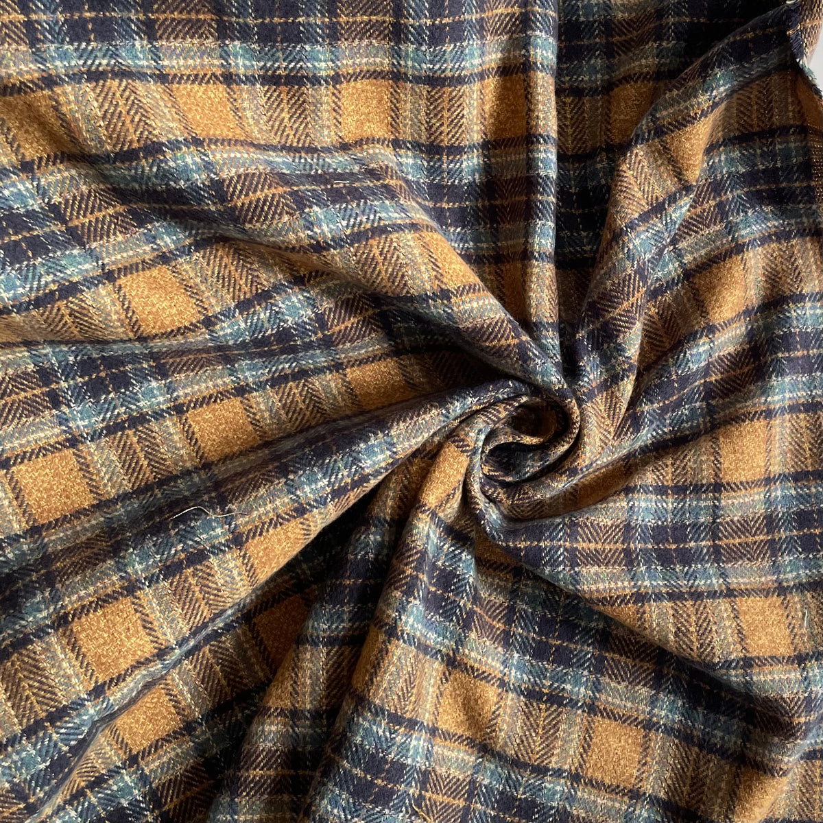 Yarn-Dyed Plaid Twill Flannel - Mustard / Blue