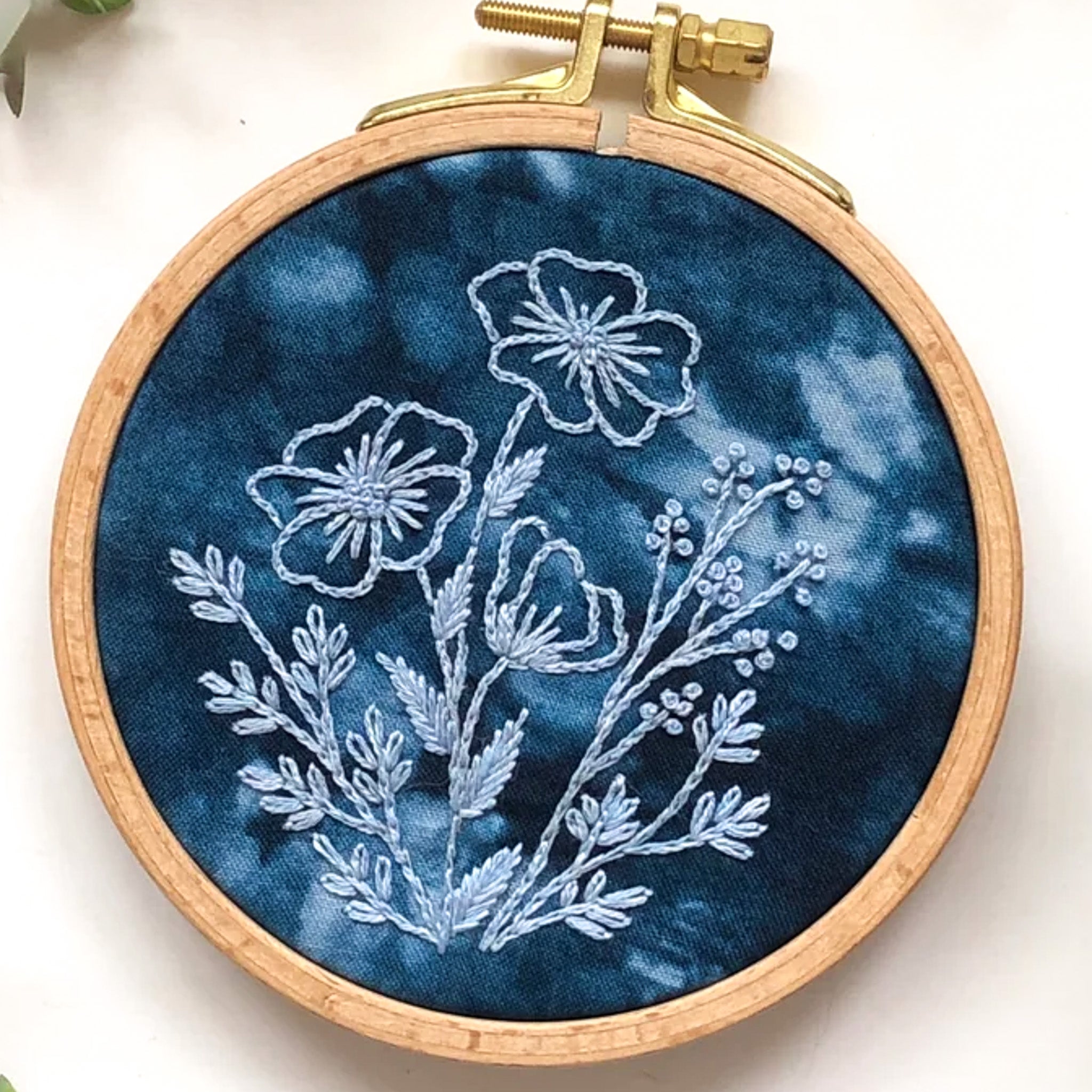 Cyanotype Florals Embroidery Kit