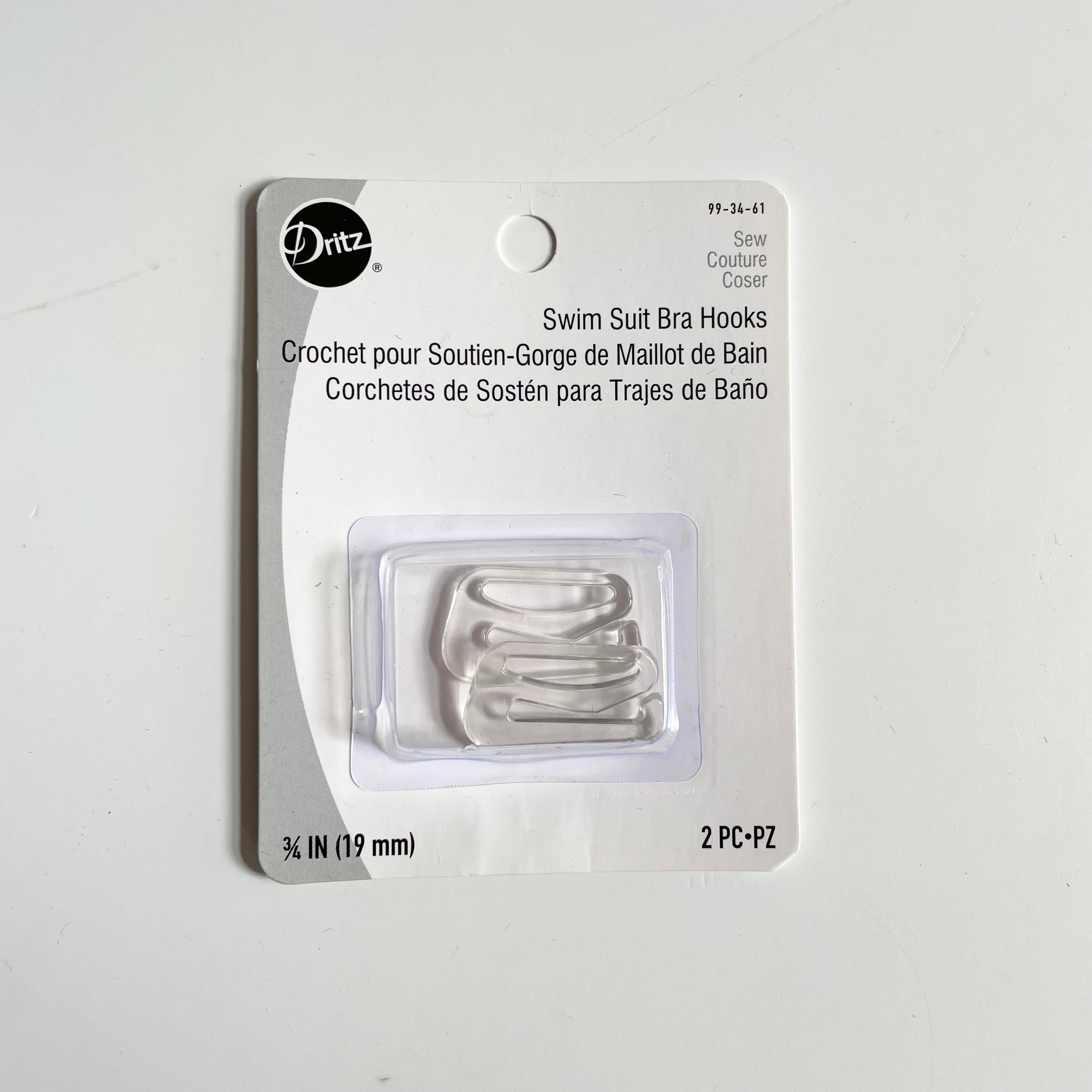Dritz Swim Suit Bra Hooks - 3/4" Clear Plastic