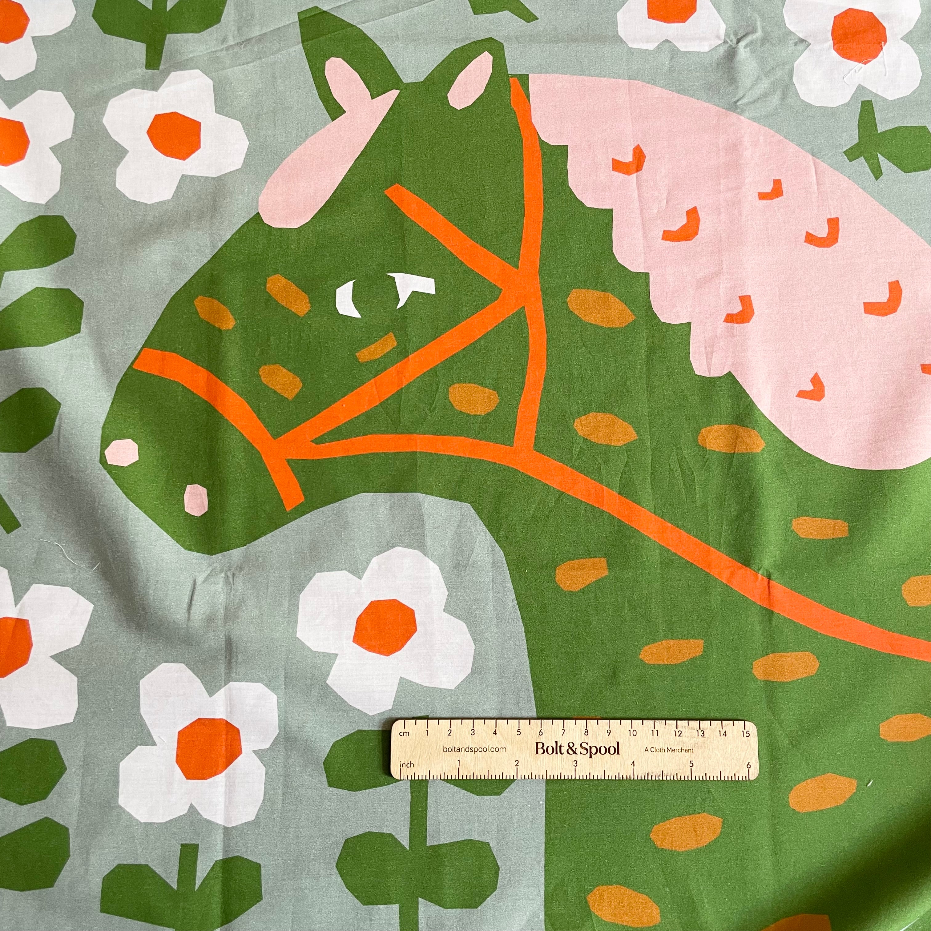 Little House Cottons Organic Lawn Whole Quilt Panel - Folk Horse