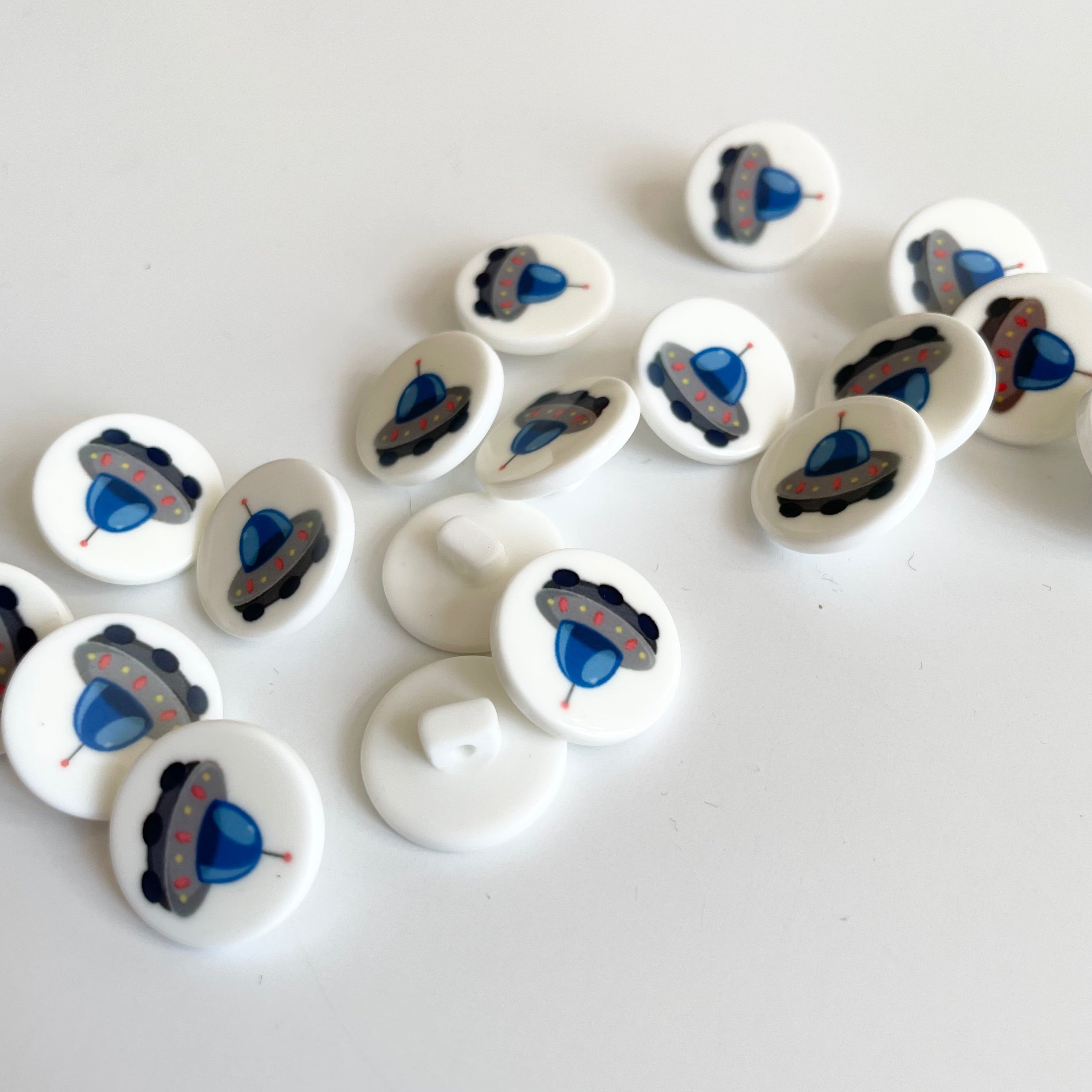 Polyester Shank Button - Blue UFO