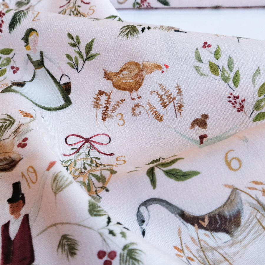 Dear Stella quilting fabric Christmas Blush Twelve Days