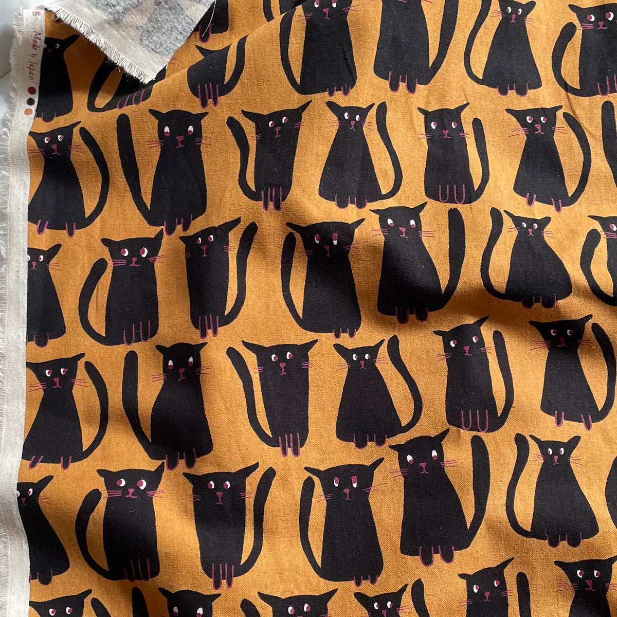 Sevenberry Cotton / Linen Canvas - Black Cats on Copper