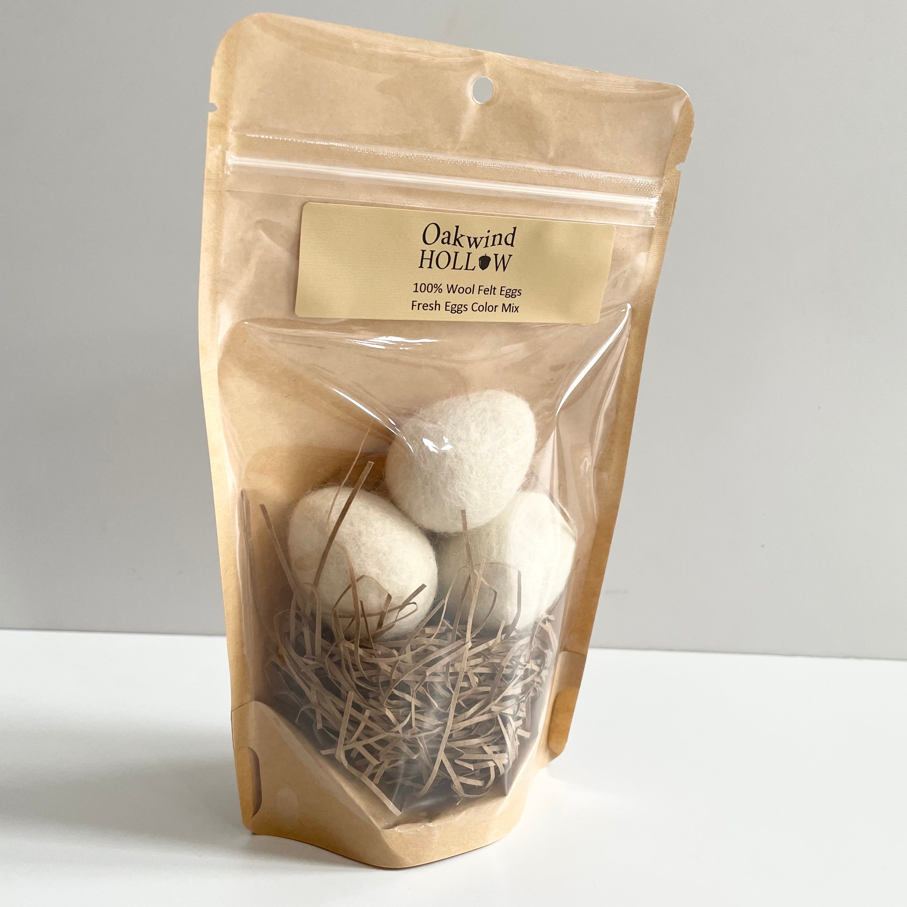 Oakwind Hollow : Mini Felt Eggs - Fresh Cream (set of 3)
