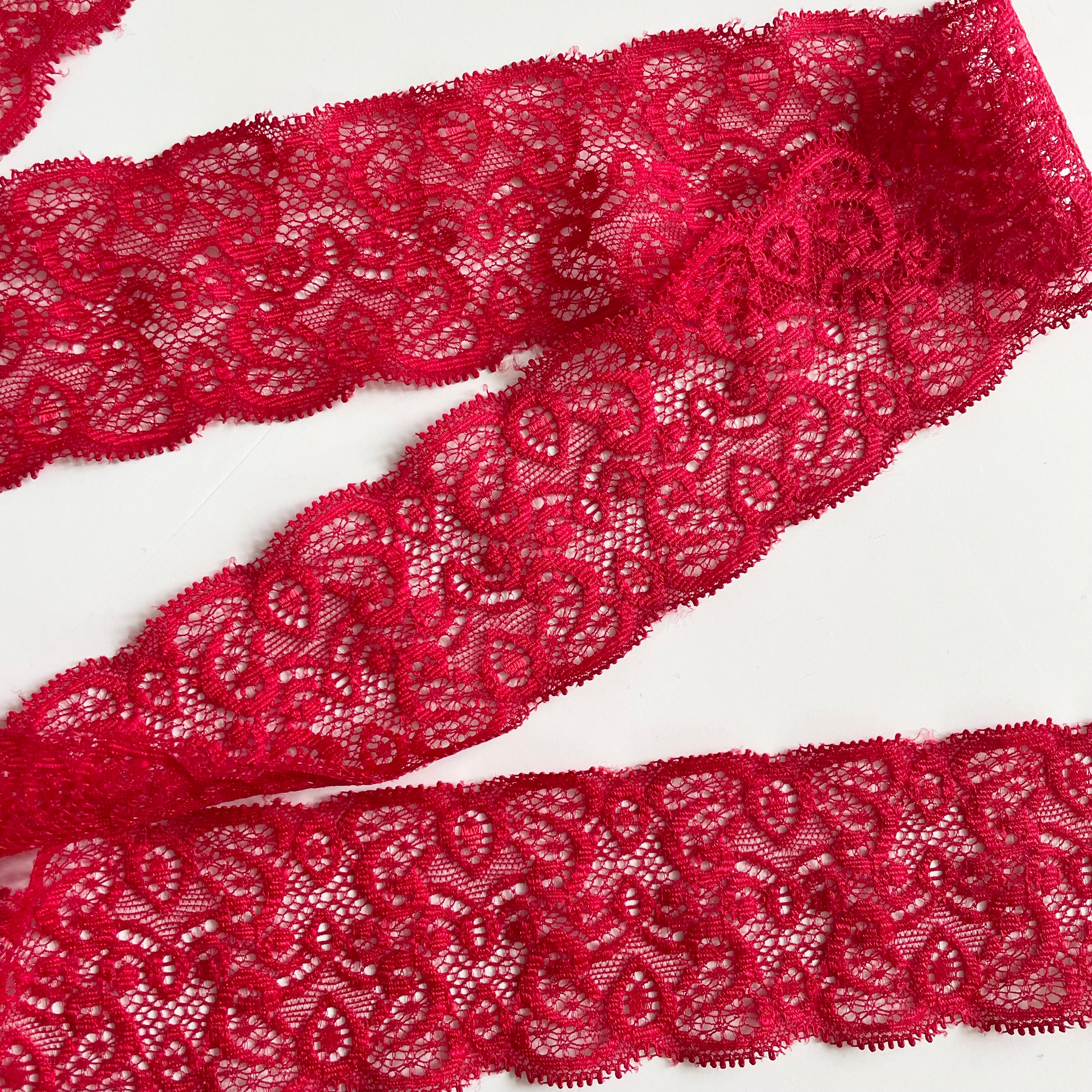 Lace Lingerie Elastic - 2" Red