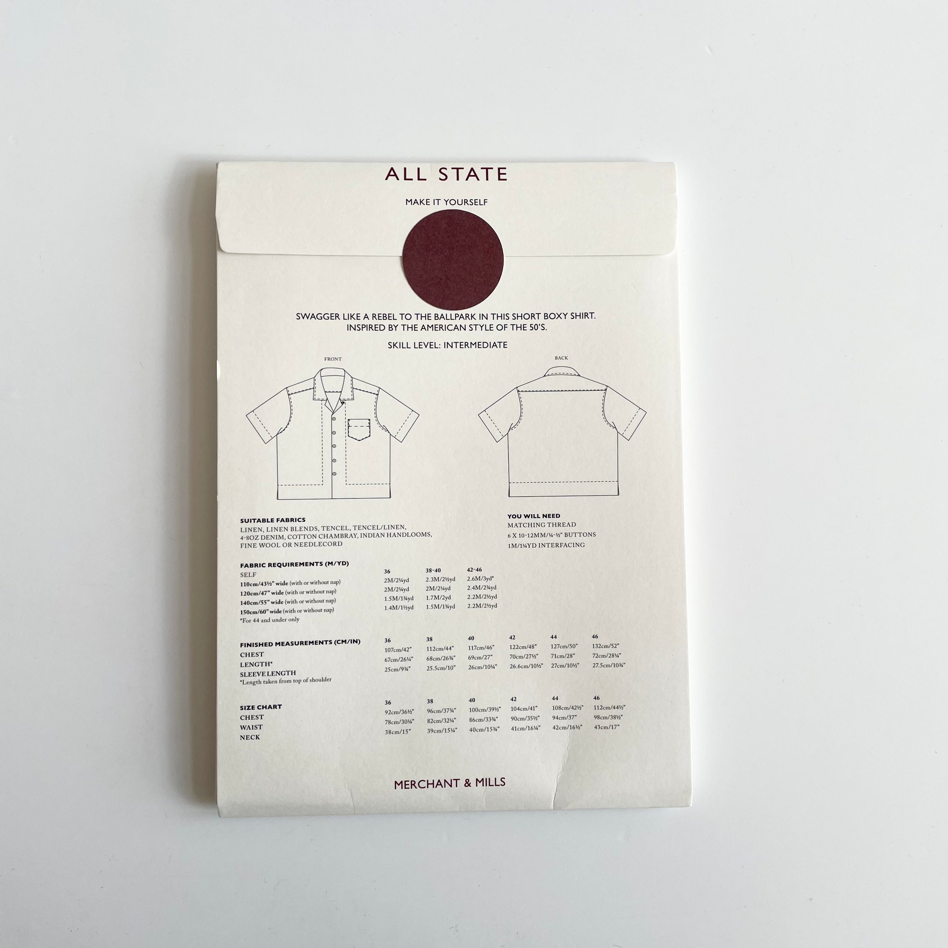Merchant & Mills Pattern : All State Shirt