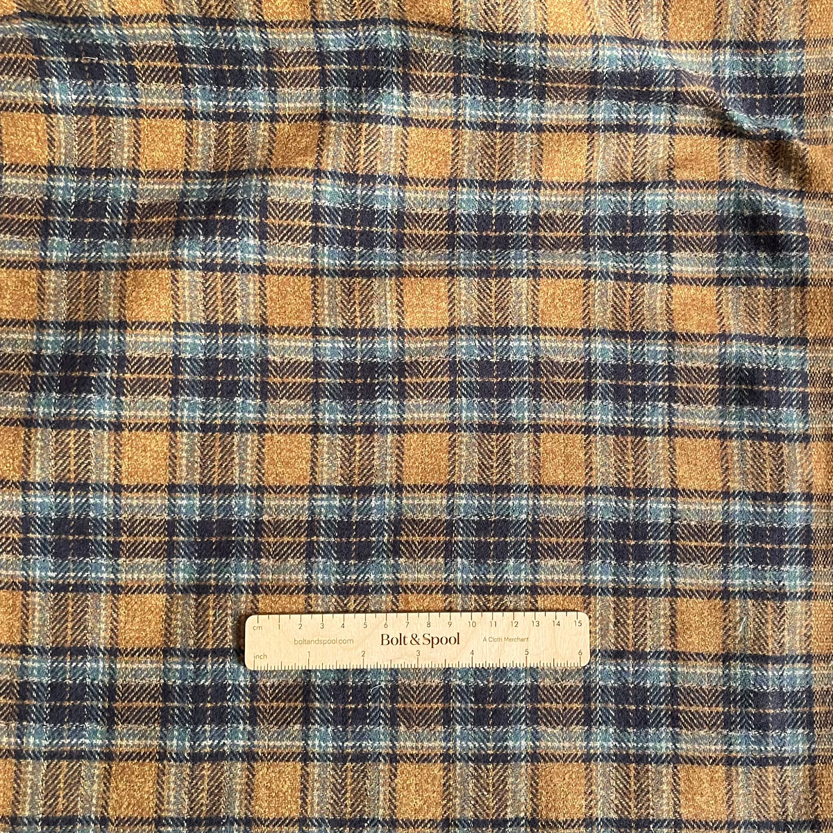 Yarn-Dyed Plaid Twill Flannel - Mustard / Blue