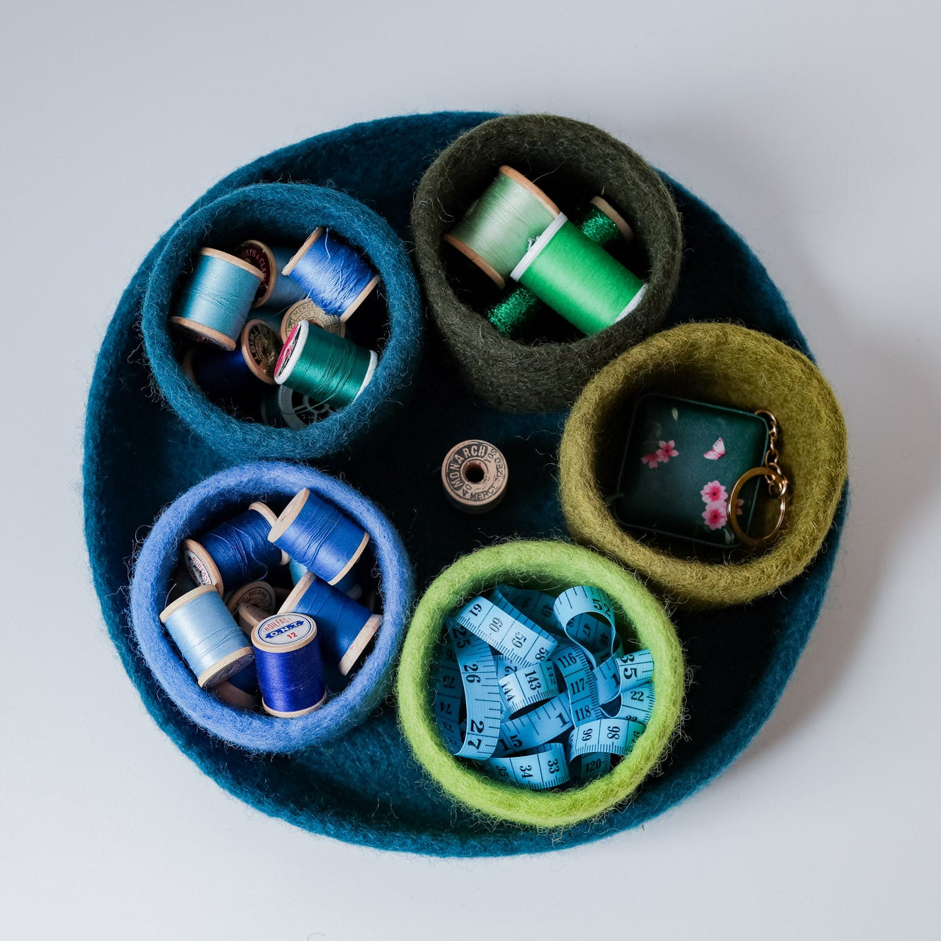 Felted wool organiziaton bowls
