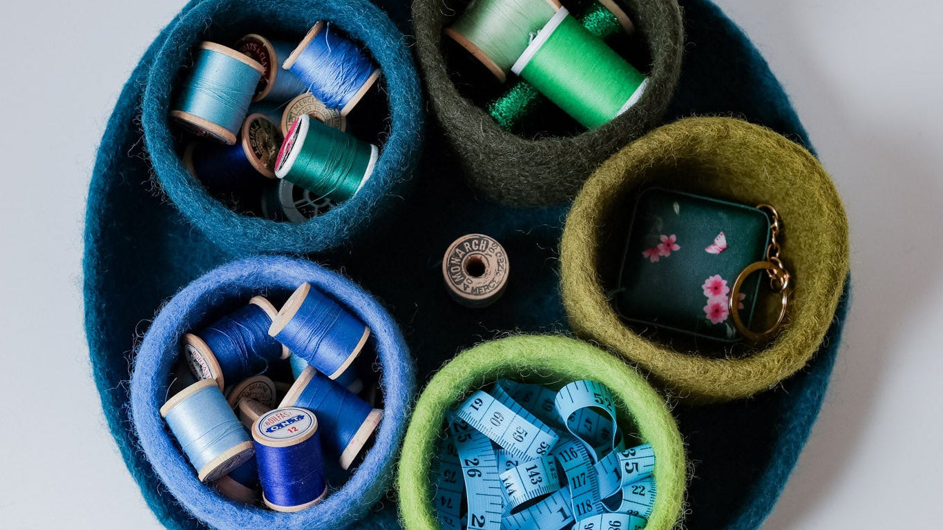 Felted wool organiziaton bowls
