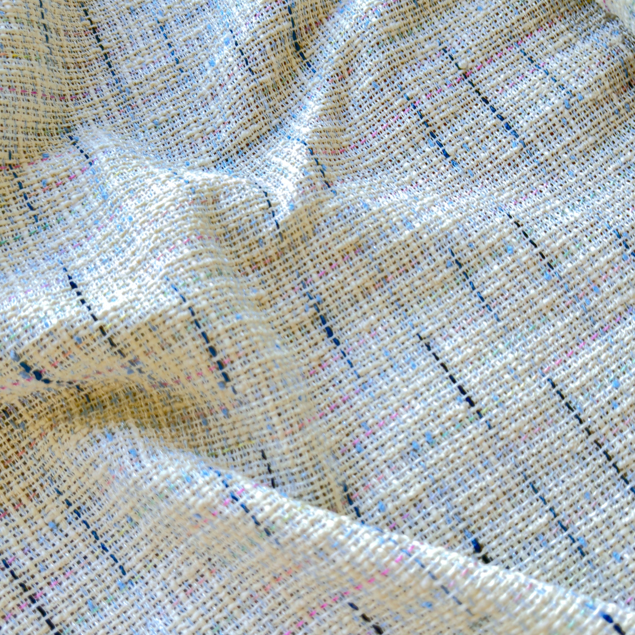 FCN Textiles : Summer French Tweed - White and Blue