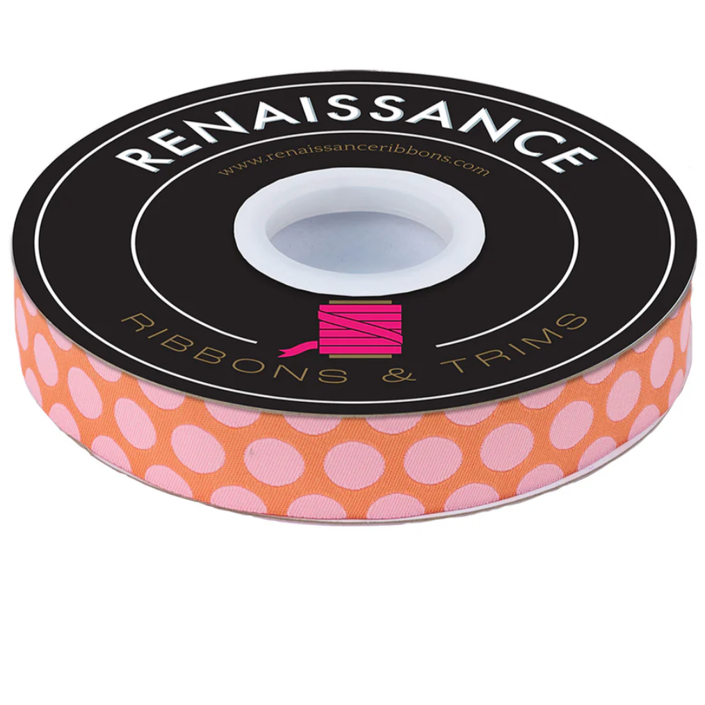 Tula Pink Dinosaur Eggs ribbon in Blush