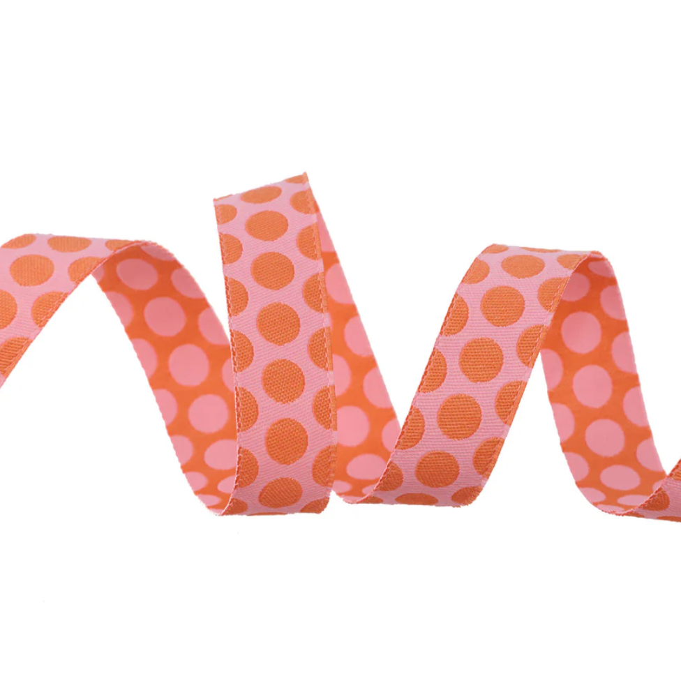 Tula Pink Dinosaur Eggs ribbon in Blush