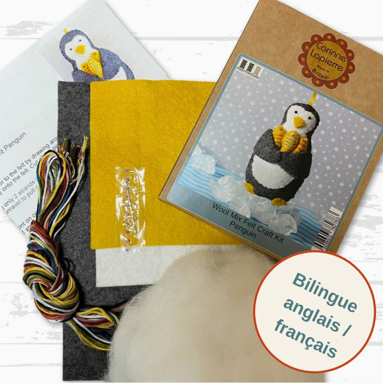 Corinne Lapierre : Embroidered Felt Kit - Penguin