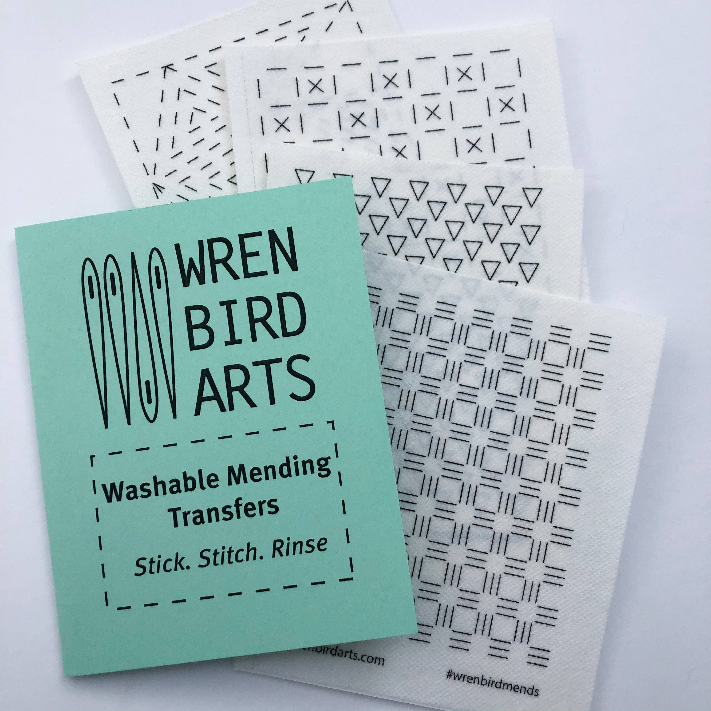 Wren Bird Arts : Washable Mending Transfers #4 Green Patterns