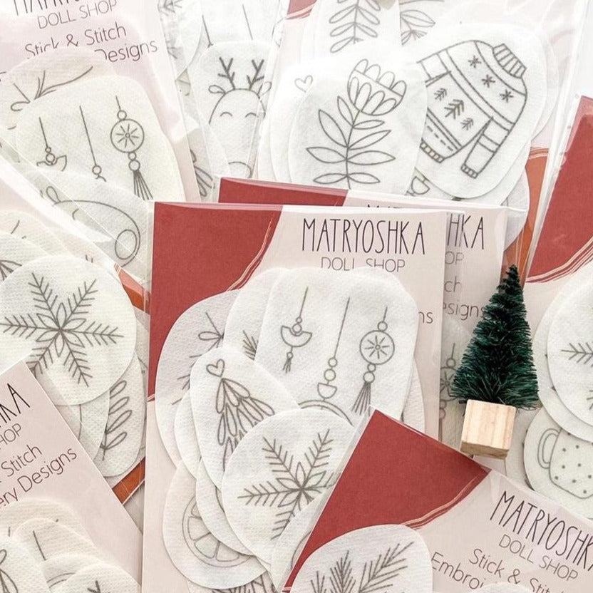 Holiday - themed stick and stitch embroidery designs